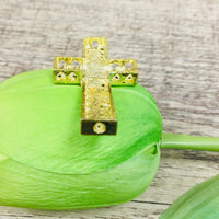 Gold Cross with Rhinestones, heart holes | Bellaire Wholesale