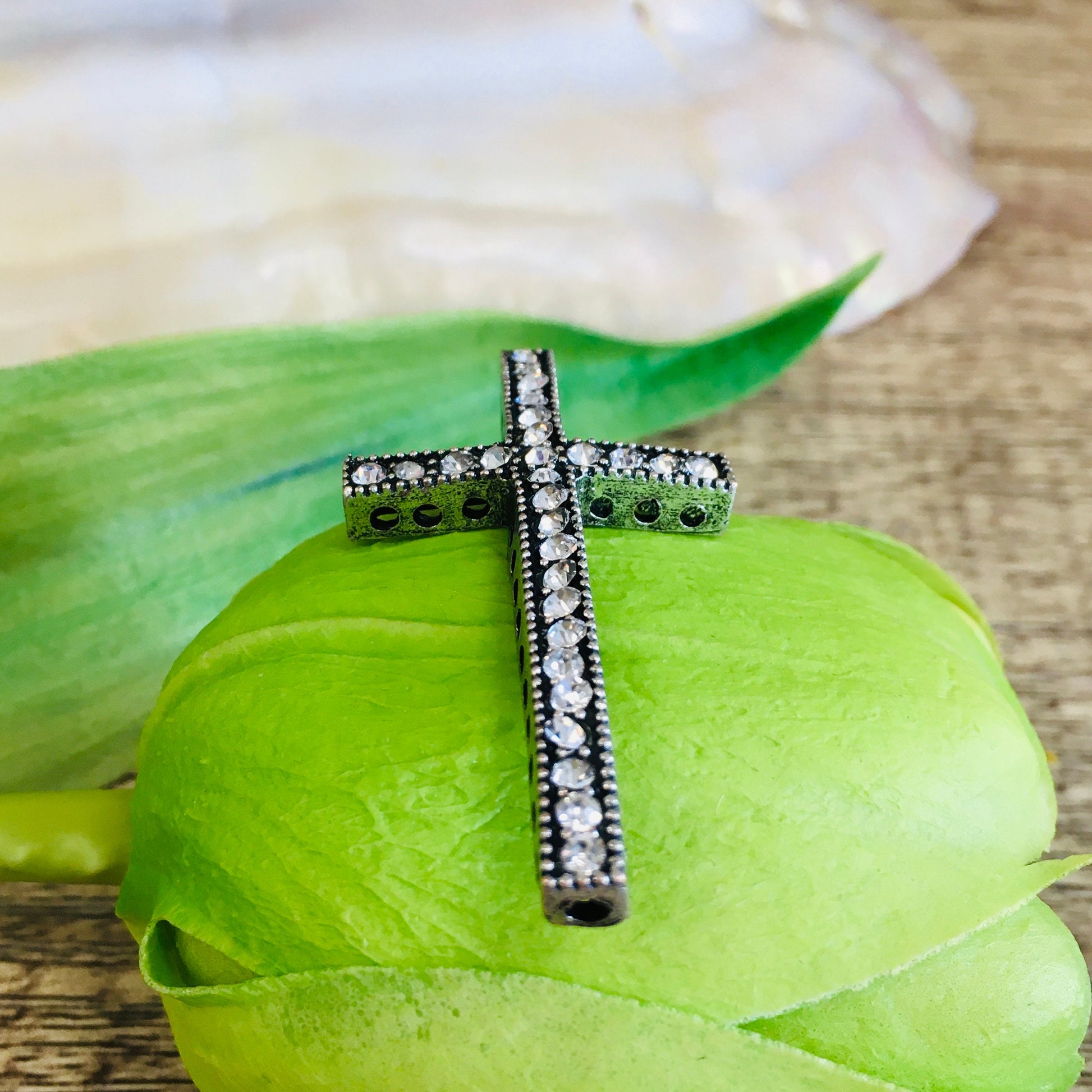 Rhodium Black Cross Connector | Bellaire Wholesale