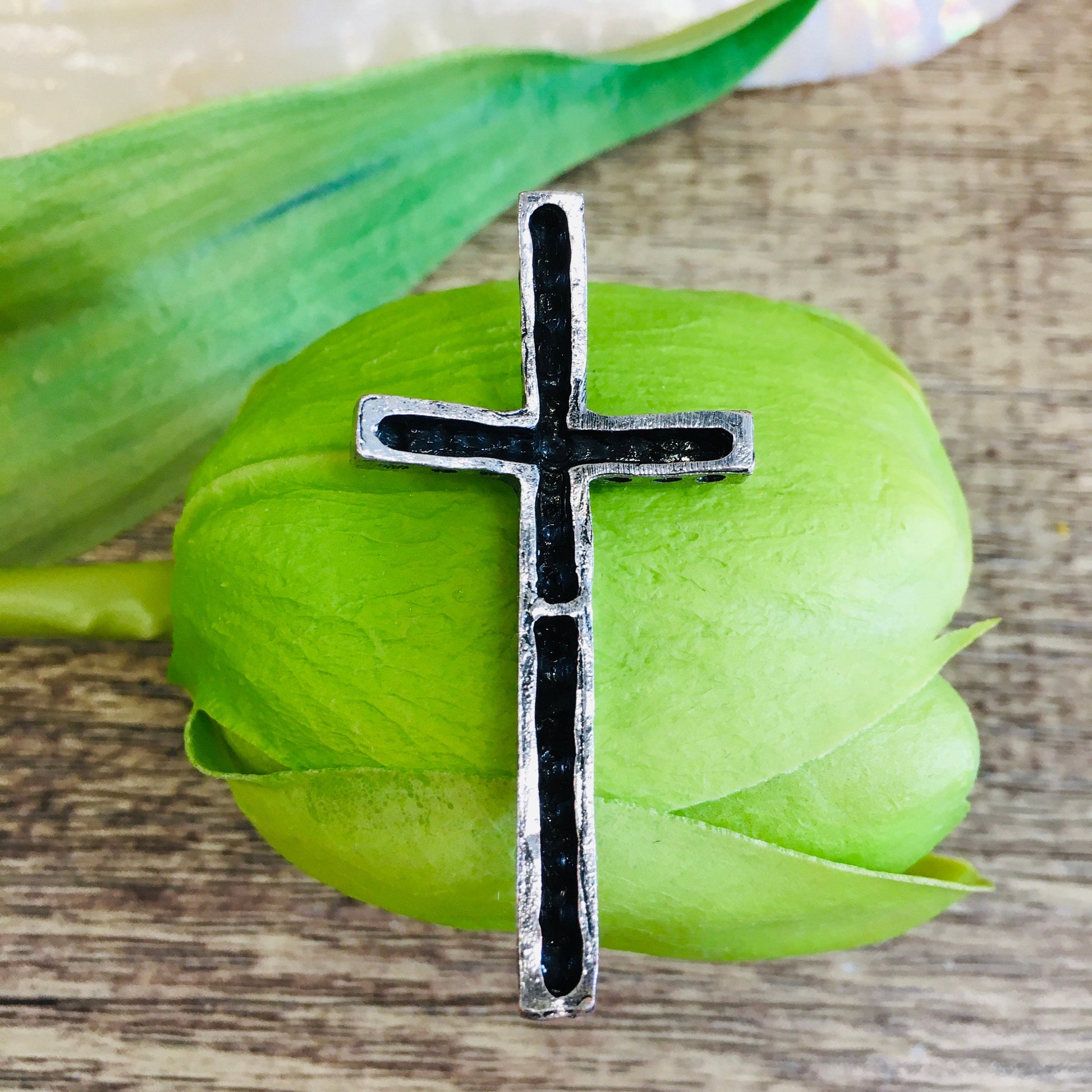 Rhodium Black Cross Connector | Bellaire Wholesale