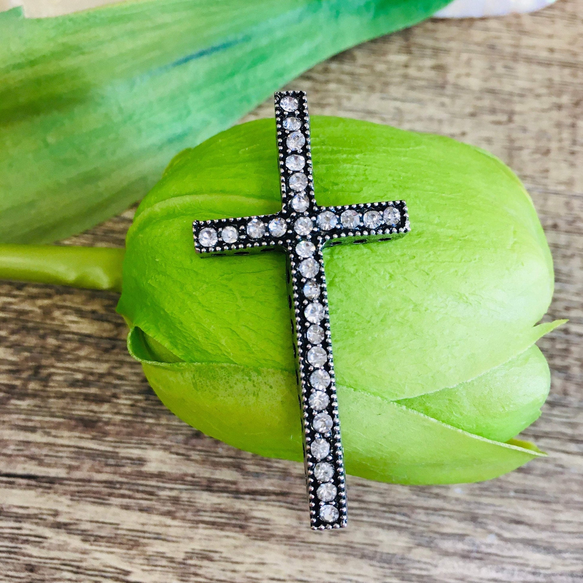 Rhodium Black Cross Connector | Bellaire Wholesale