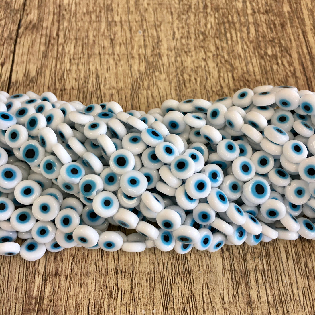6mm Flat Round Evil Eye Beads | Bellaire Wholesale