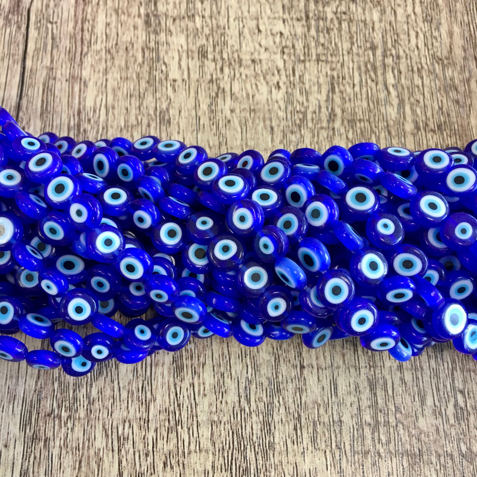 8mm Flat Round Evil Eye Beads | Bellaire Wholesale