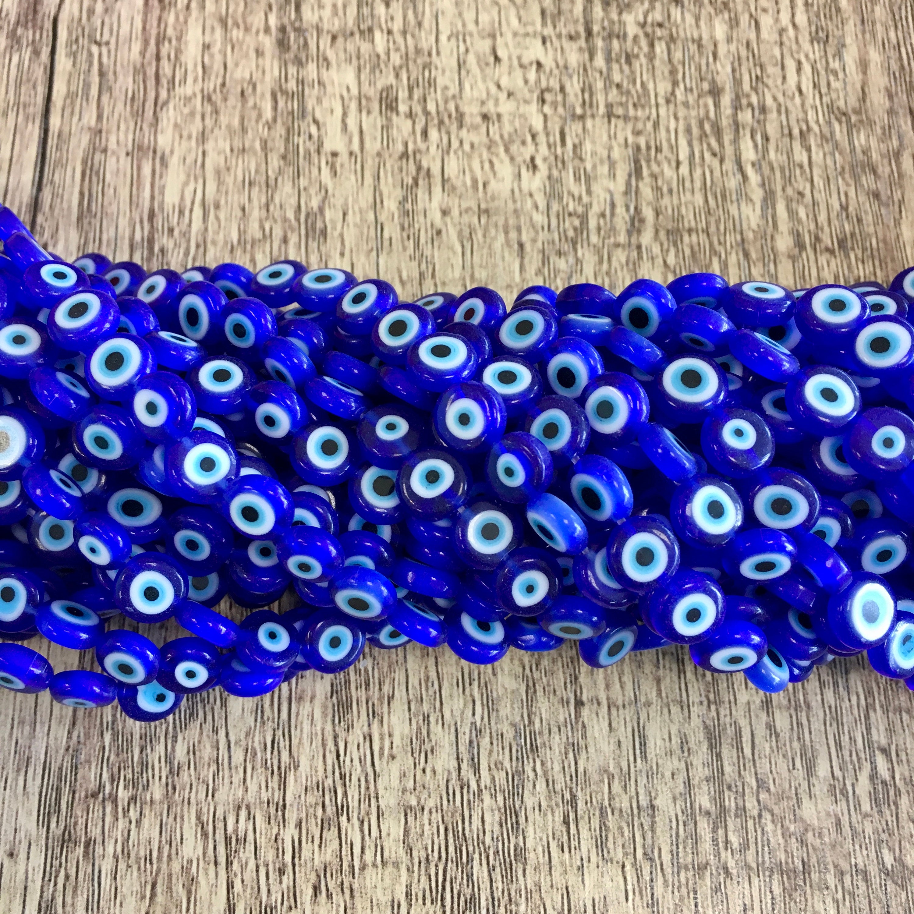8mm Flat Round Evil Eye Beads | Bellaire Wholesale