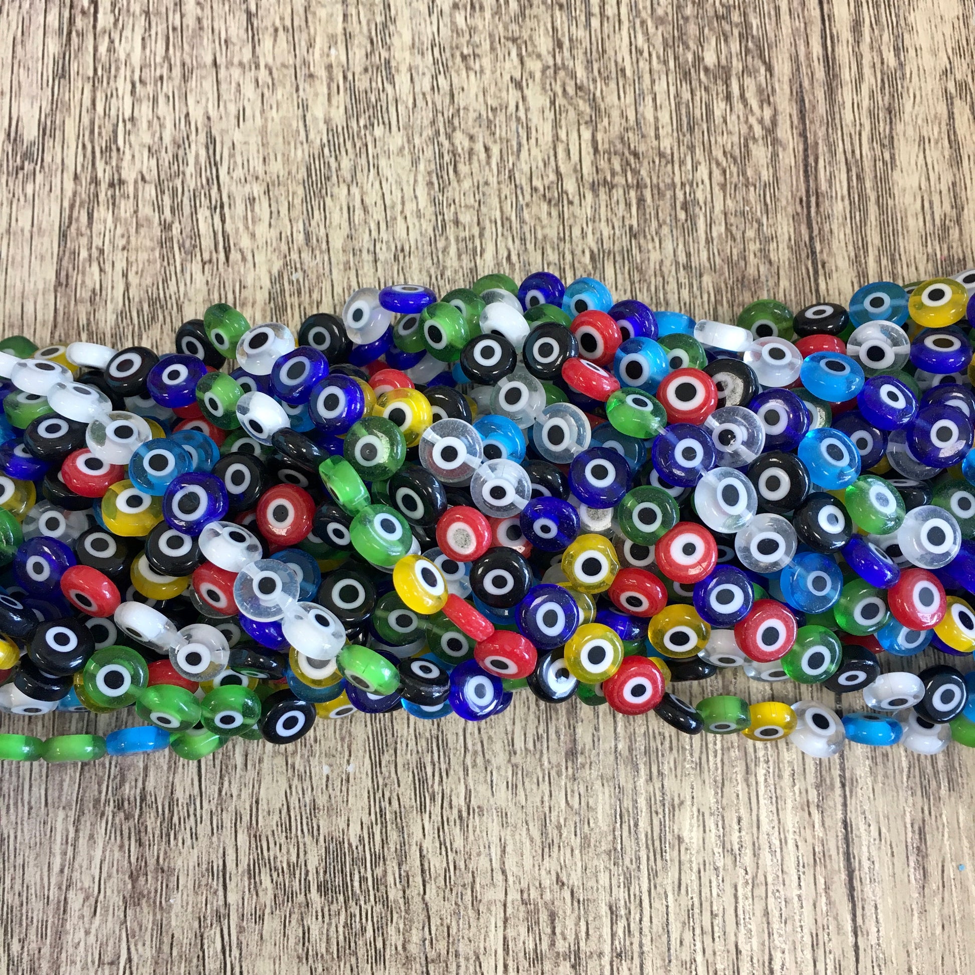 8mm Flat Round Evil Eye Beads | Bellaire Wholesale