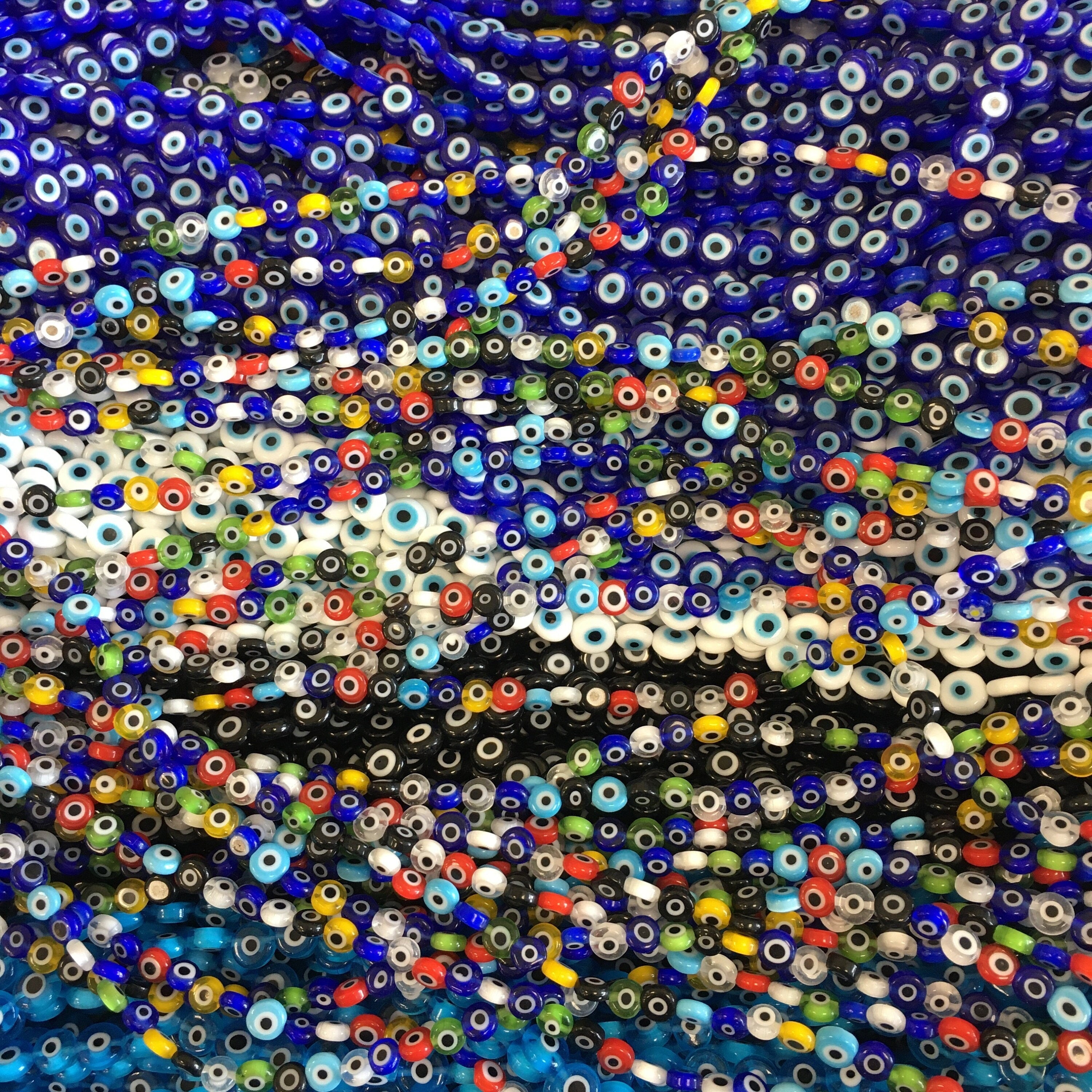 8mm Flat Round Evil Eye Beads | Bellaire Wholesale