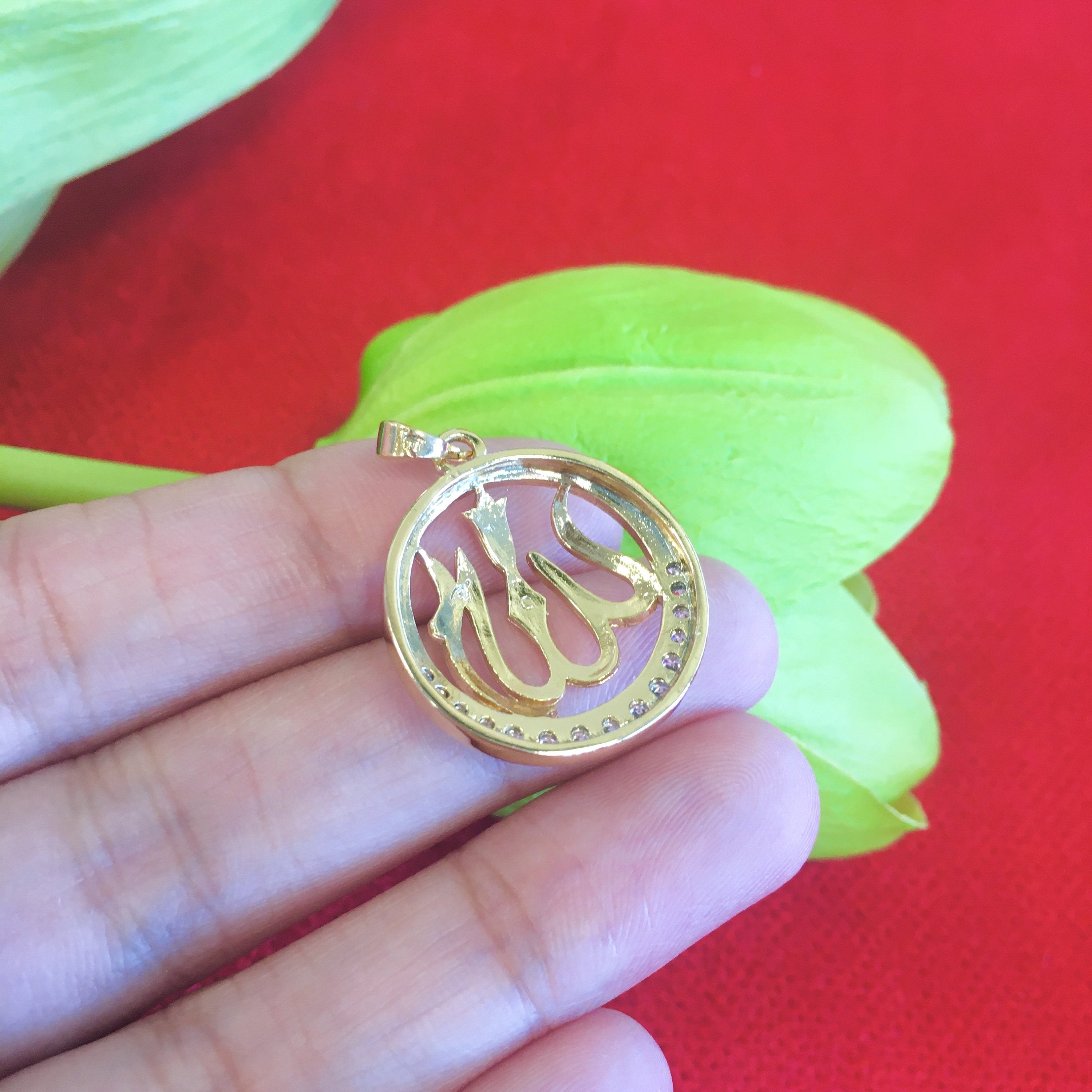 18k Gold Plated CZ Allah Pendant | Bellaire Wholesale