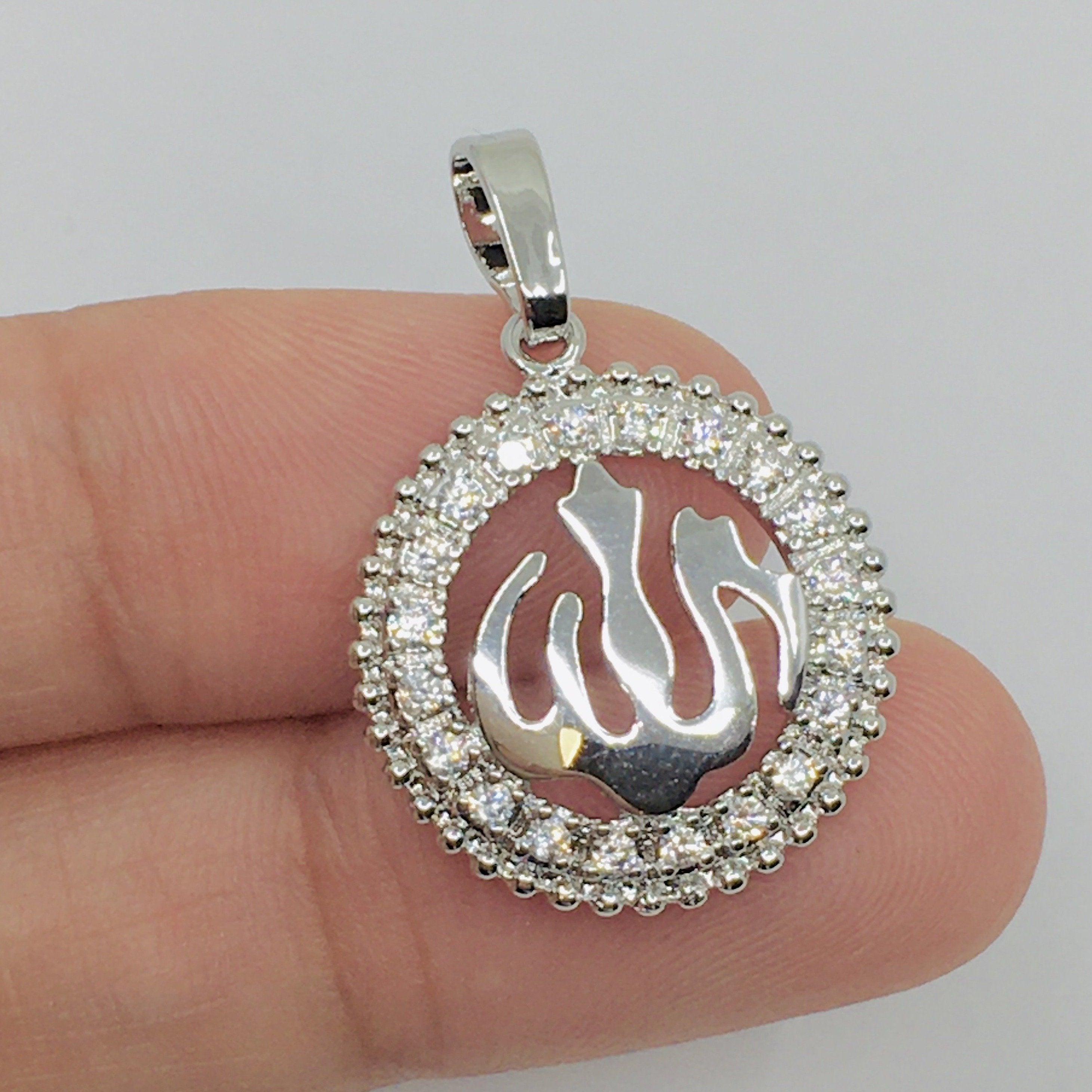 Rhodium Allah Pendant CZ | Bellaire Wholesale