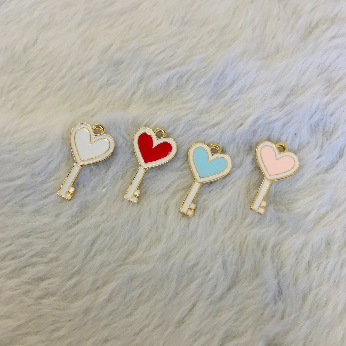 Enamel Heart Key Charm | Bellaire Wholesale