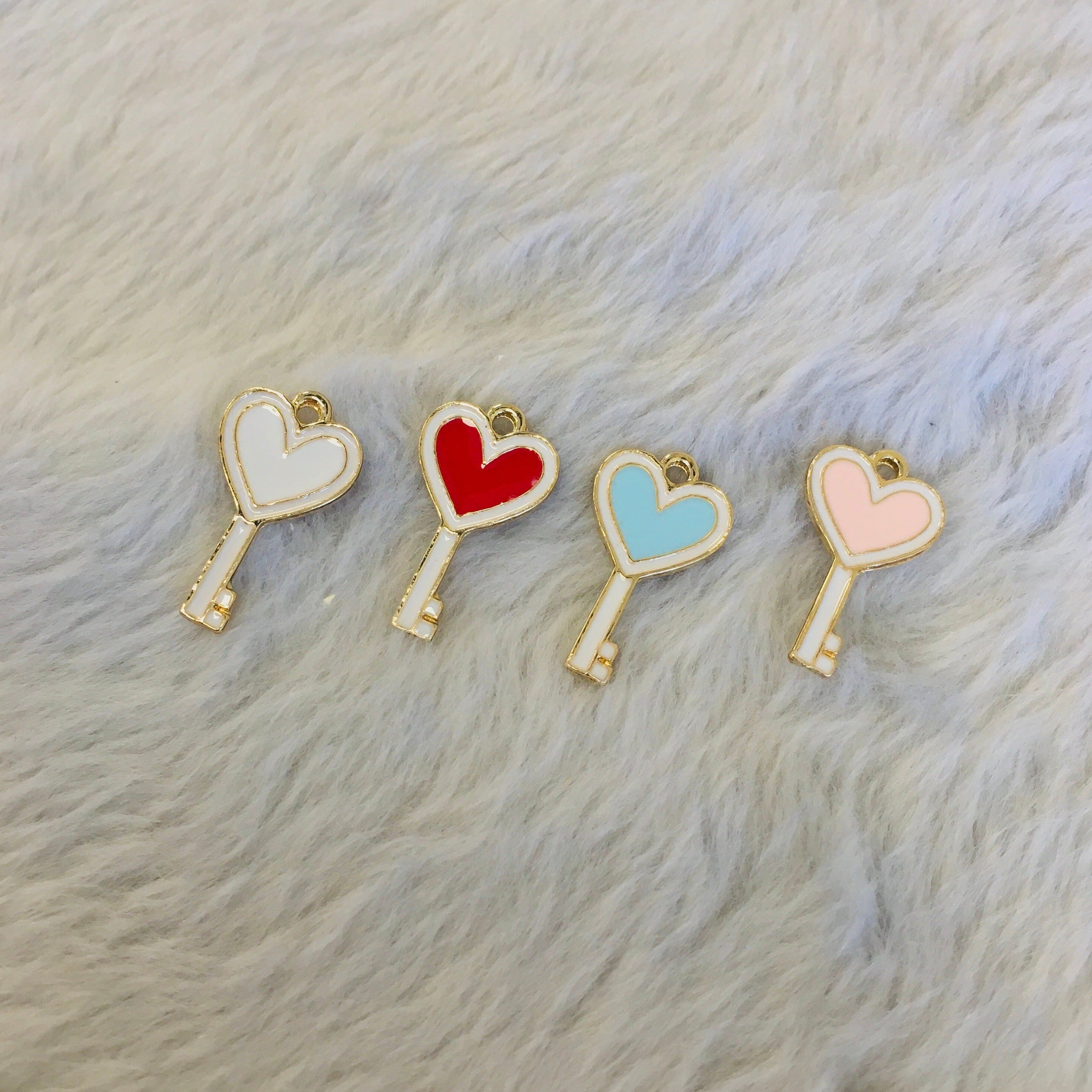 Enamel Heart Key Charm | Bellaire Wholesale