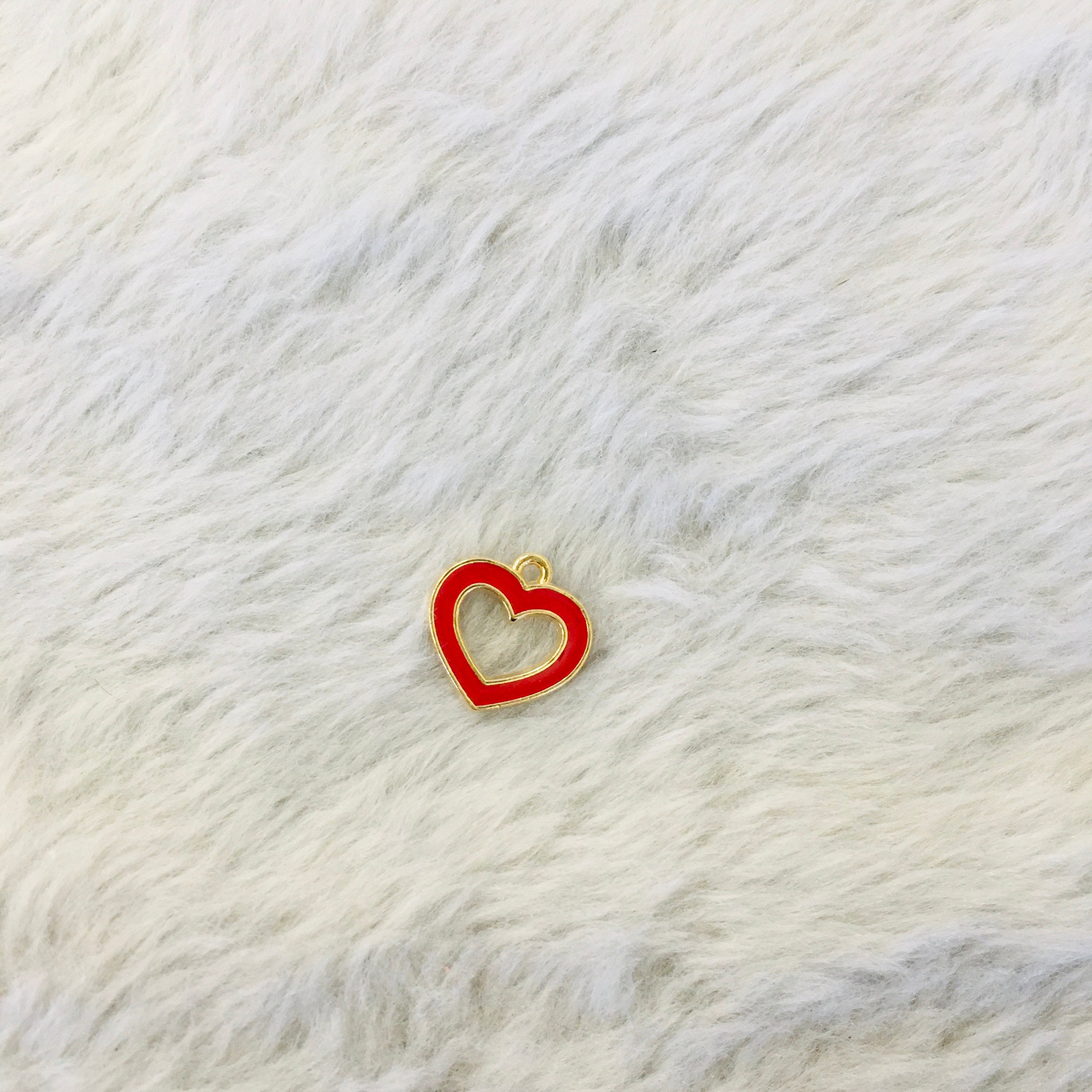 Enamel Hollow Heart Charm | Bellaire Wholesale