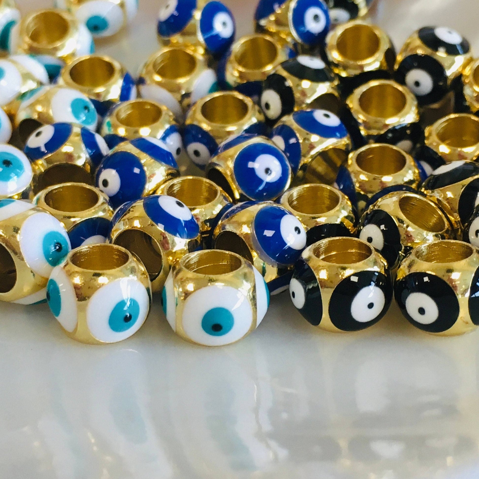 18k Gold Plated Brass Evil Eye Beads | Bellaire Wholesale