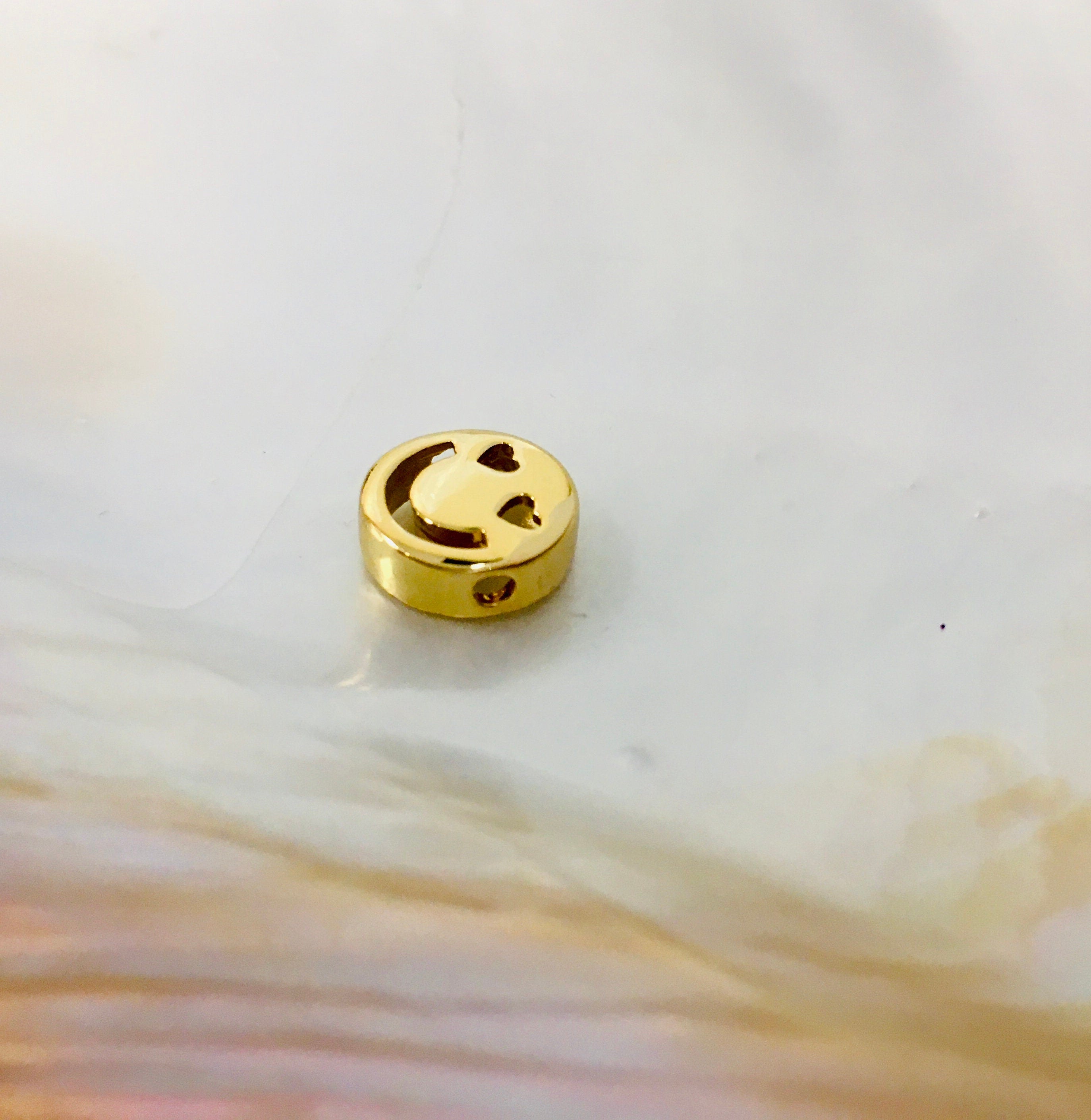 18k Gold Plated Smiley Bead | Bellaire Wholesale