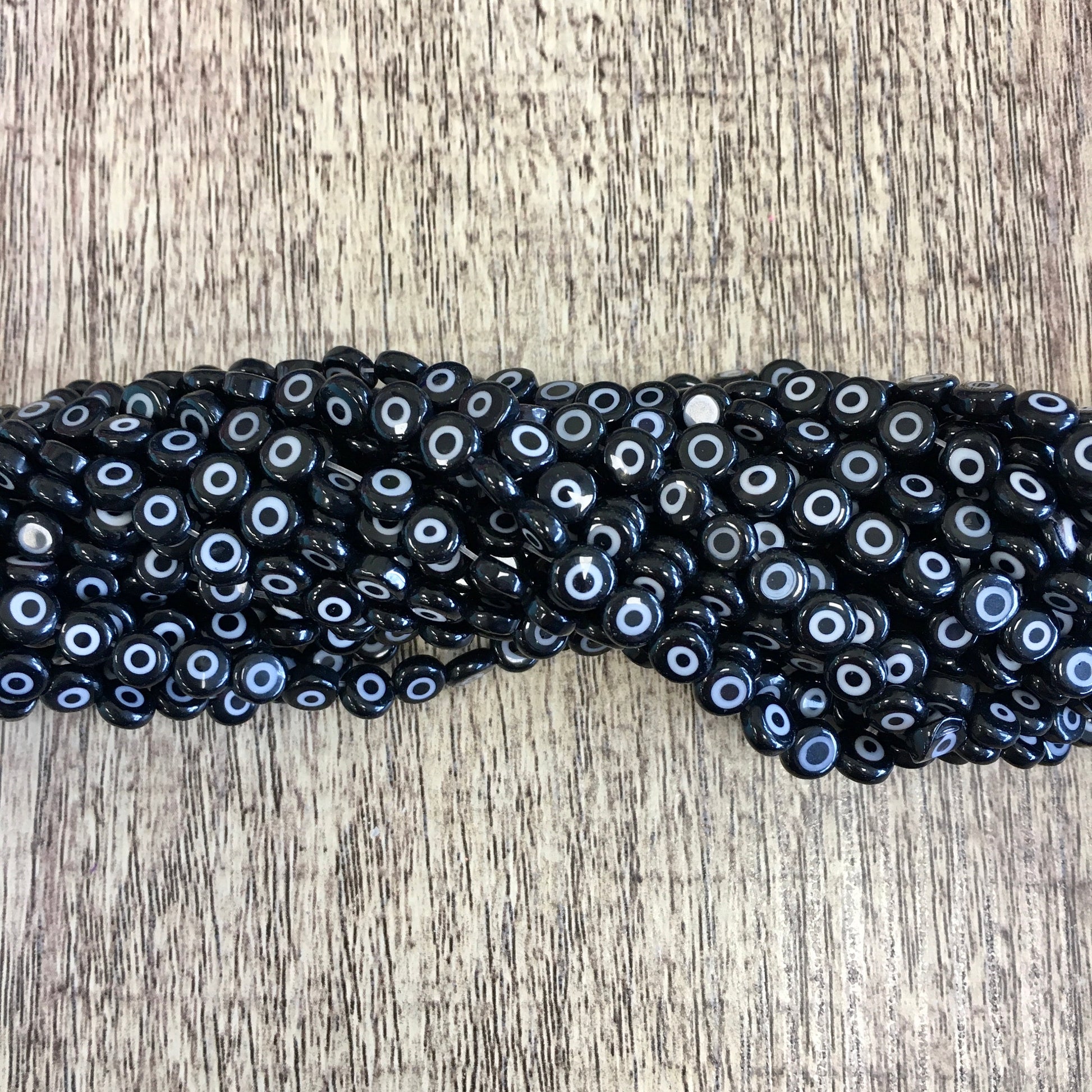 8mm Flat Round Evil Eye Beads | Bellaire Wholesale