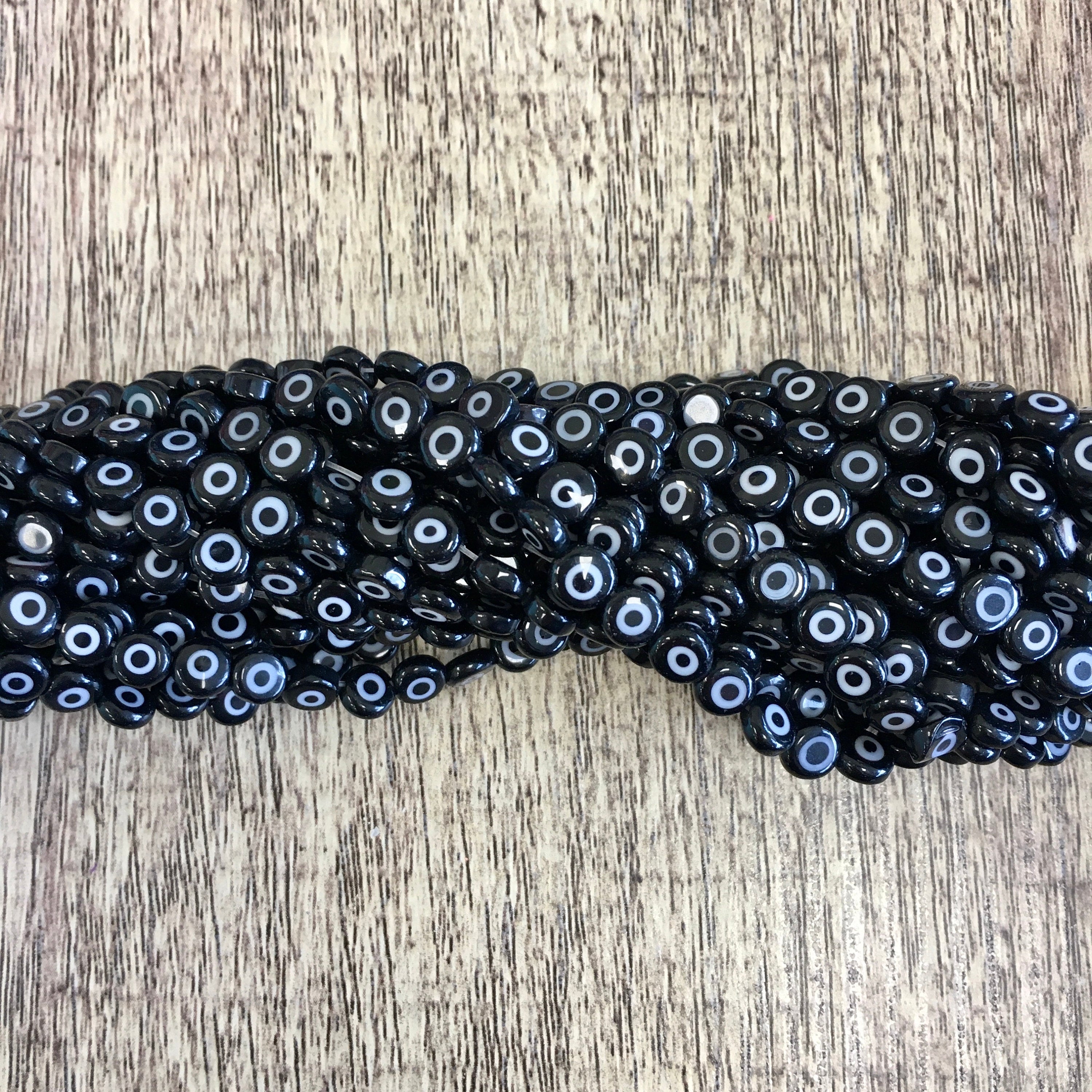 8mm Flat Round Evil Eye Beads | Bellaire Wholesale