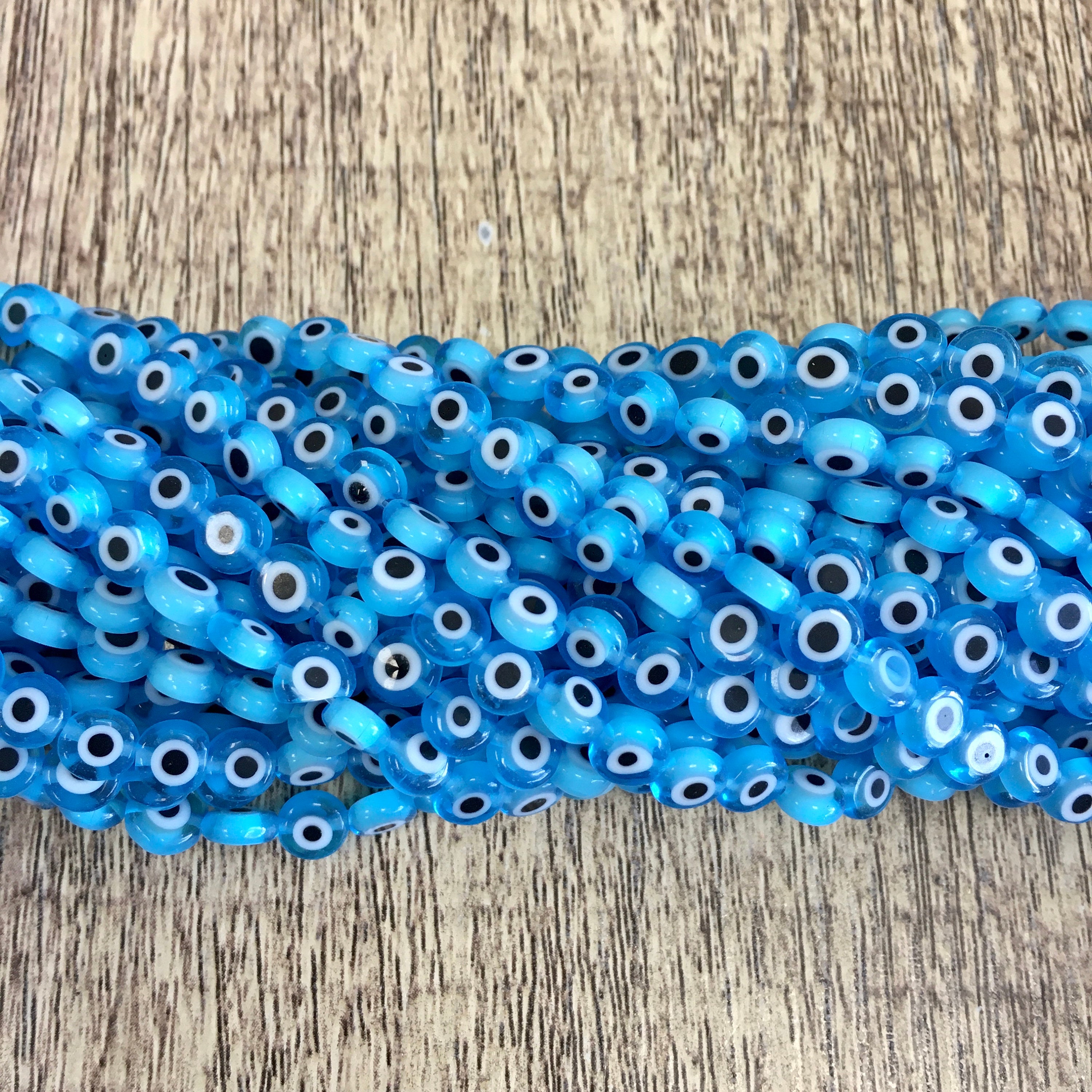 8mm Flat Round Evil Eye Beads | Bellaire Wholesale