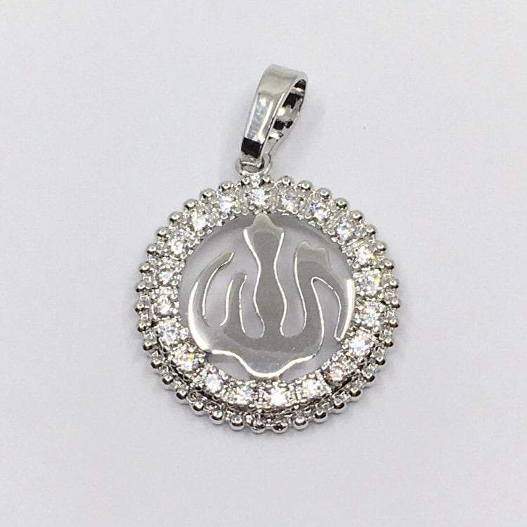 Rhodium Allah Pendant CZ | Bellaire Wholesale