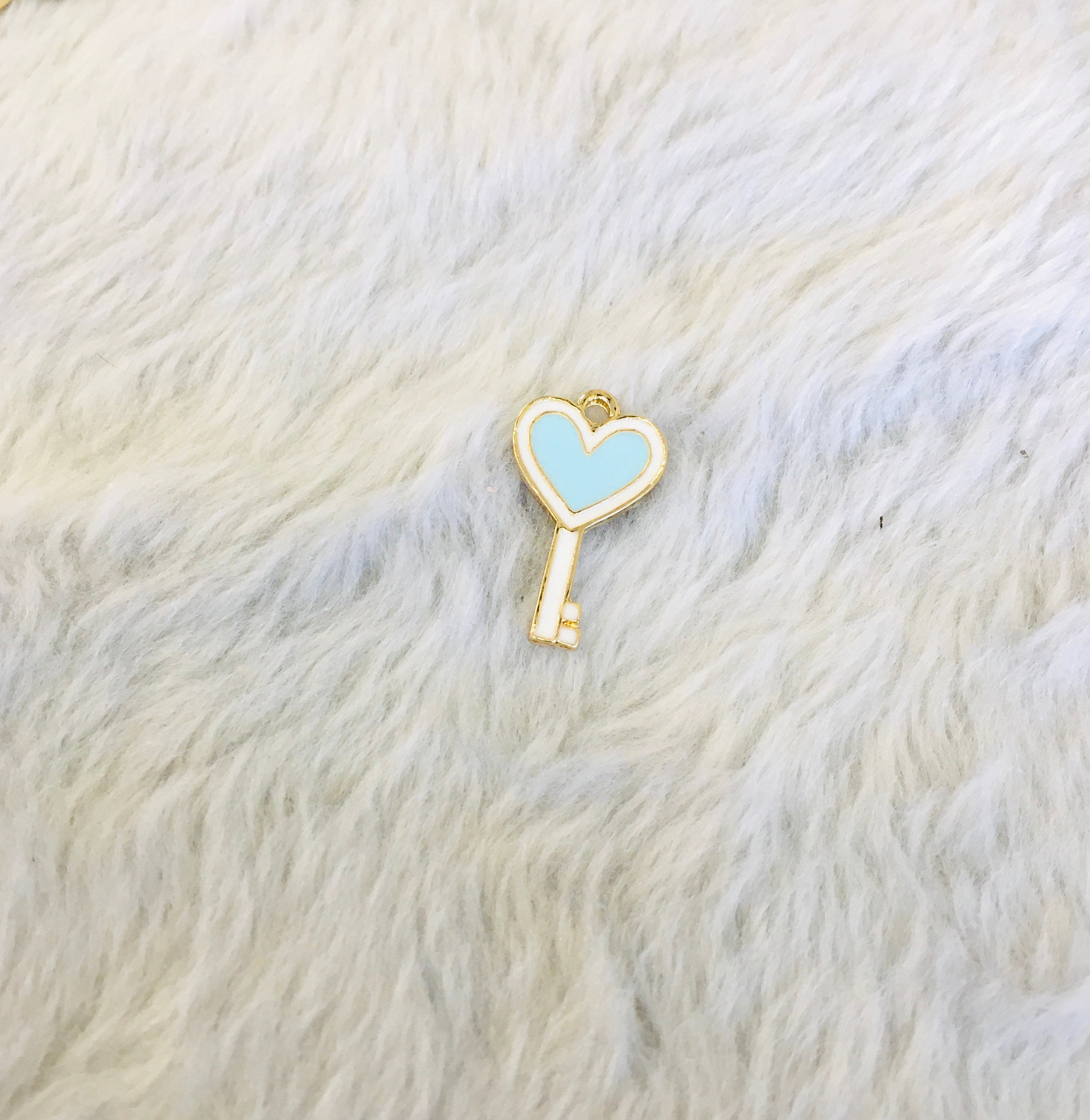 Enamel Heart Key Charm | Bellaire Wholesale