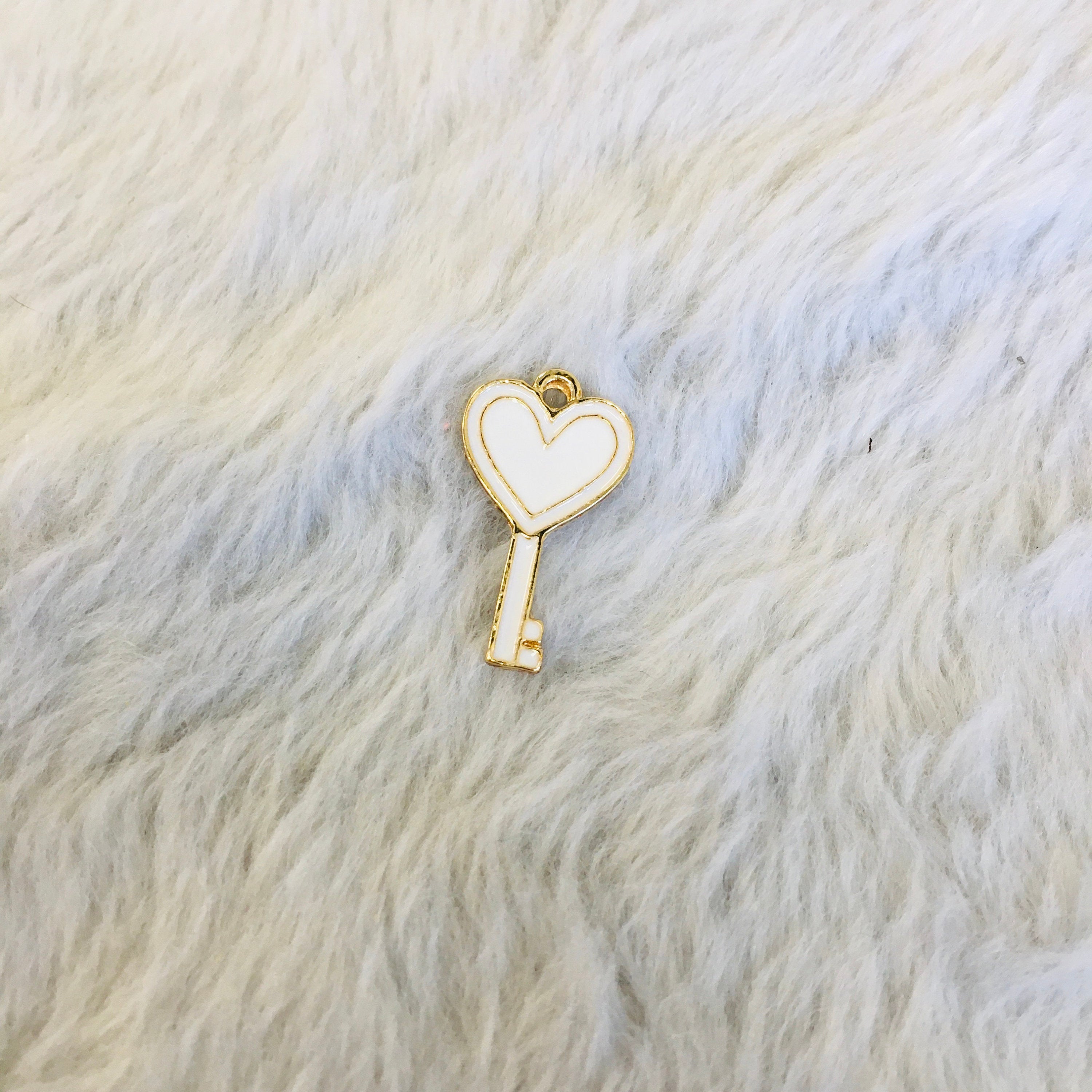 Enamel Heart Key Charm | Bellaire Wholesale