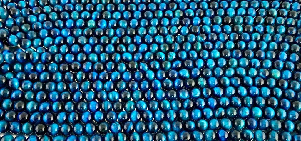 Lake Blue Tigers eye bead, Round | Bellaire Wholesale