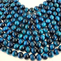Lake Blue Tigers eye bead, Round | Bellaire Wholesale