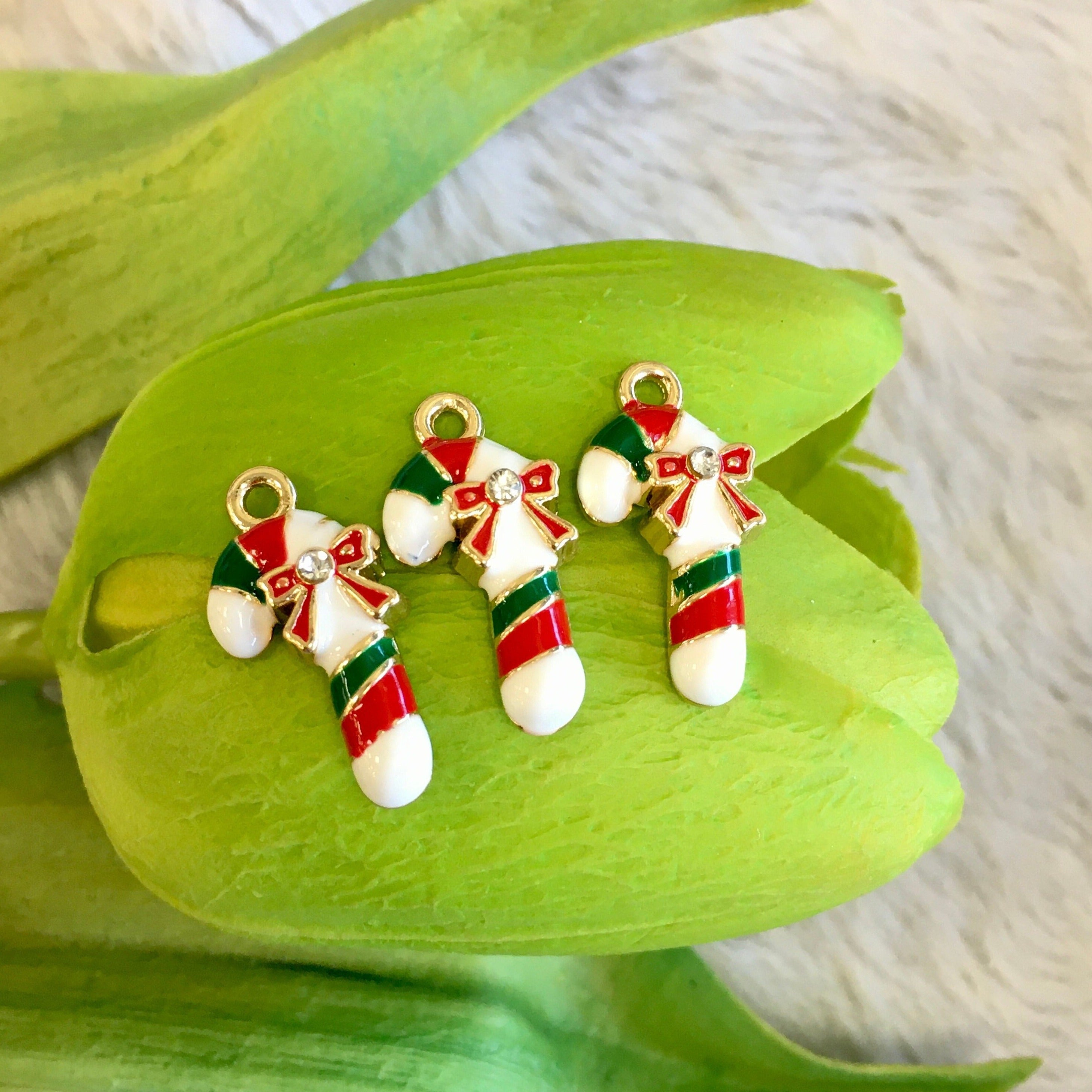 Enamel Colorful Candy Cane Charm | Bellaire Wholesale