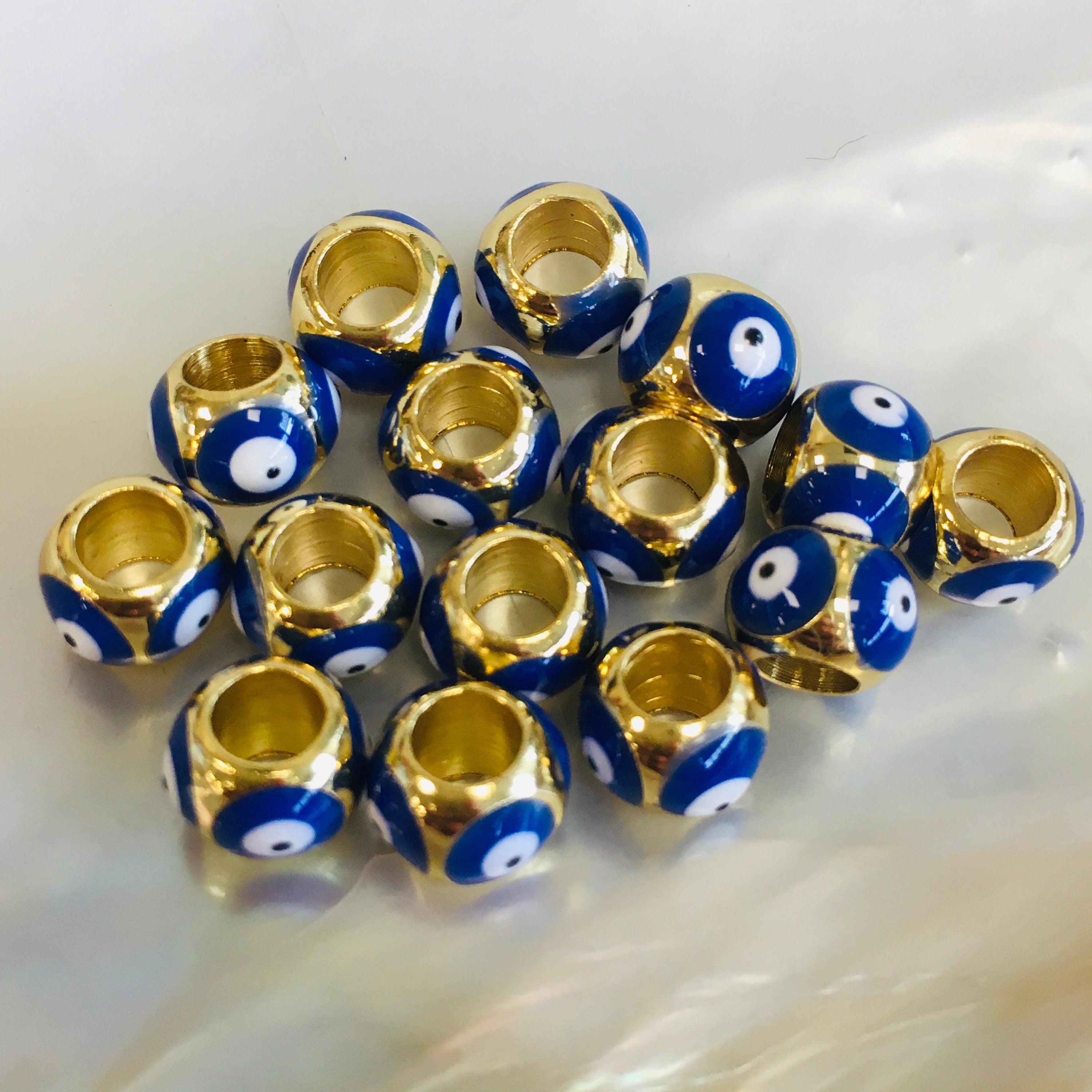 18k Gold Plated Brass Evil Eye Beads | Bellaire Wholesale