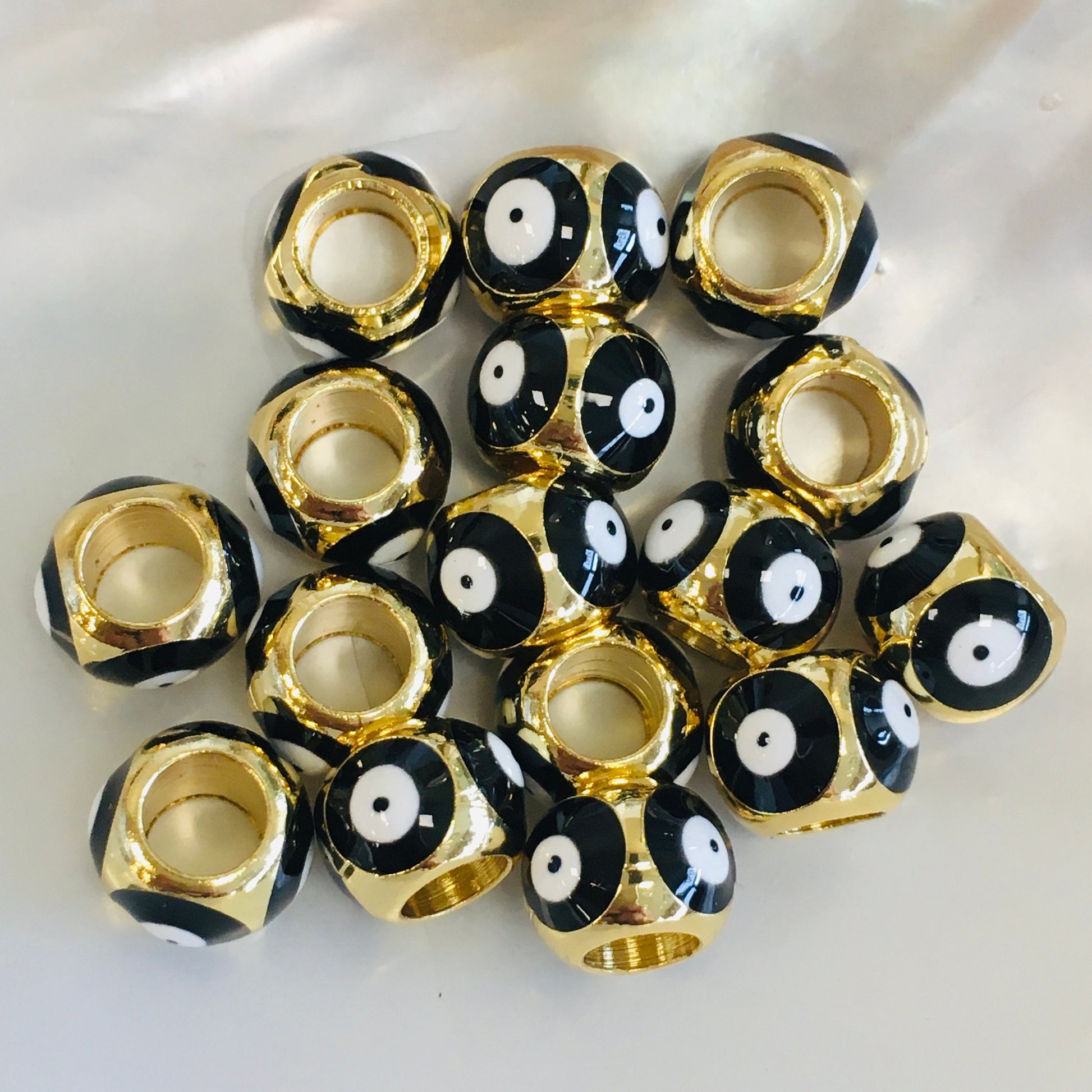 18k Gold Plated Brass Evil Eye Beads | Bellaire Wholesale