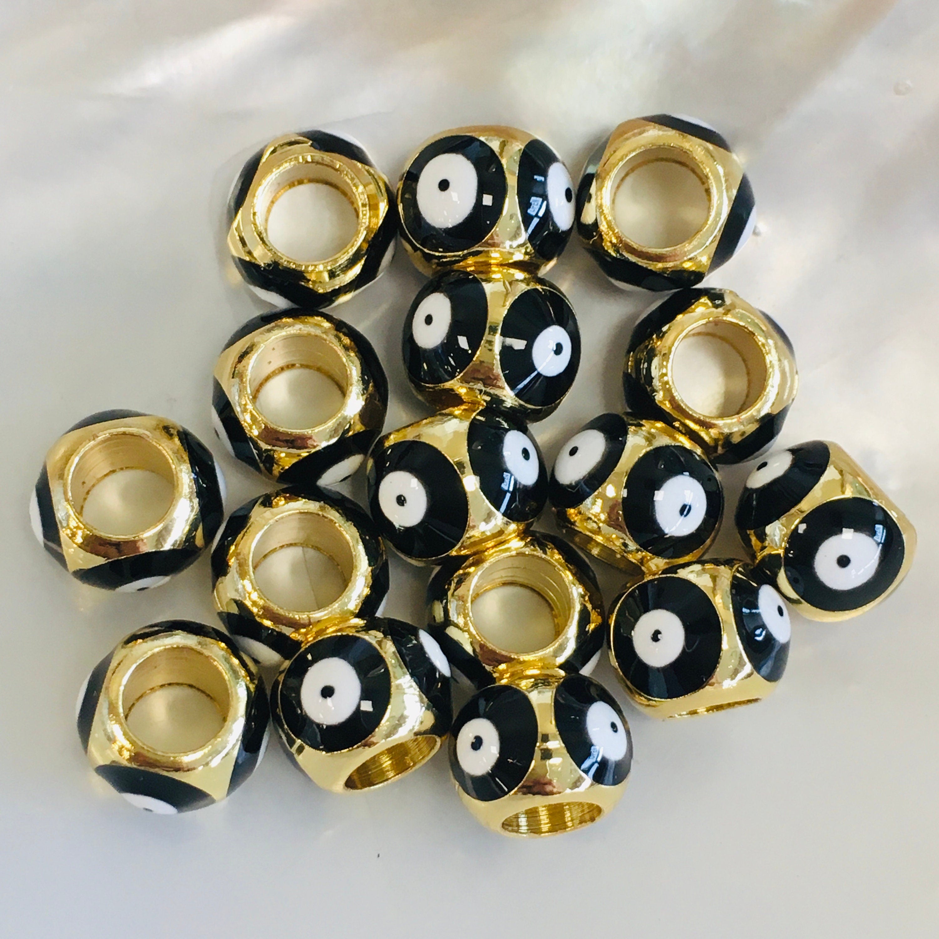 18k Gold Plated Brass Evil Eye Beads | Bellaire Wholesale