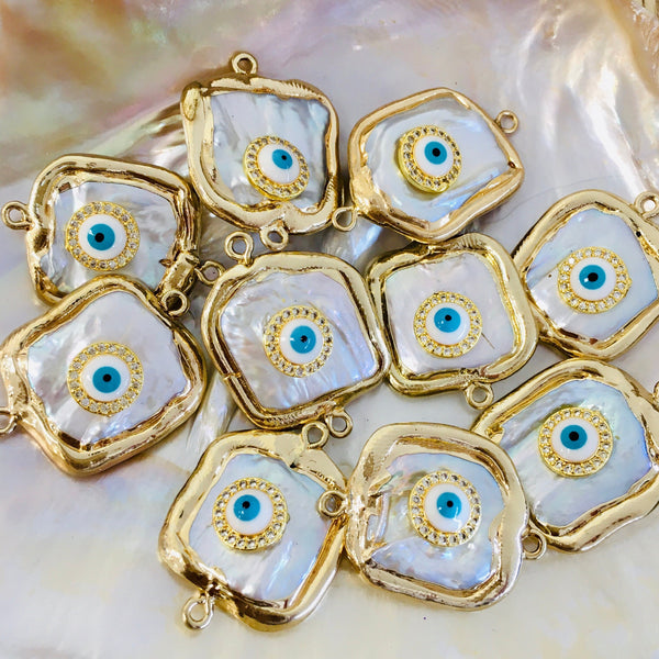 Evil Eye Shell Pearl Connector | Bellaire Wholesale