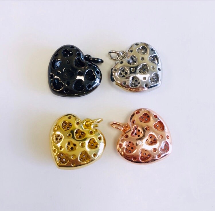 18k Gold Plated Puffy Heart Pendant | Bellaire Wholesale