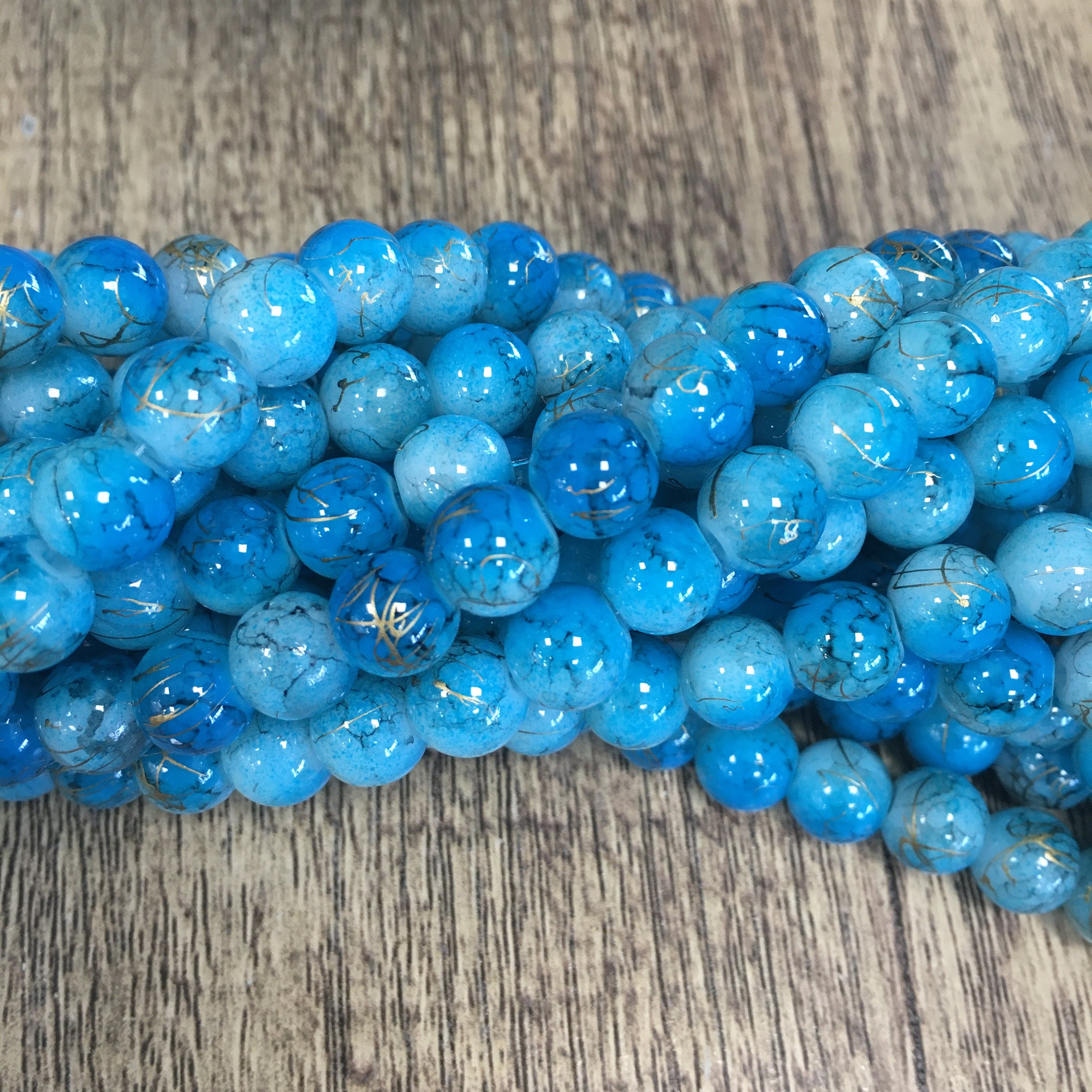 Marble look Faux Glass Pearls, 8mm | Bellaire Wholesale