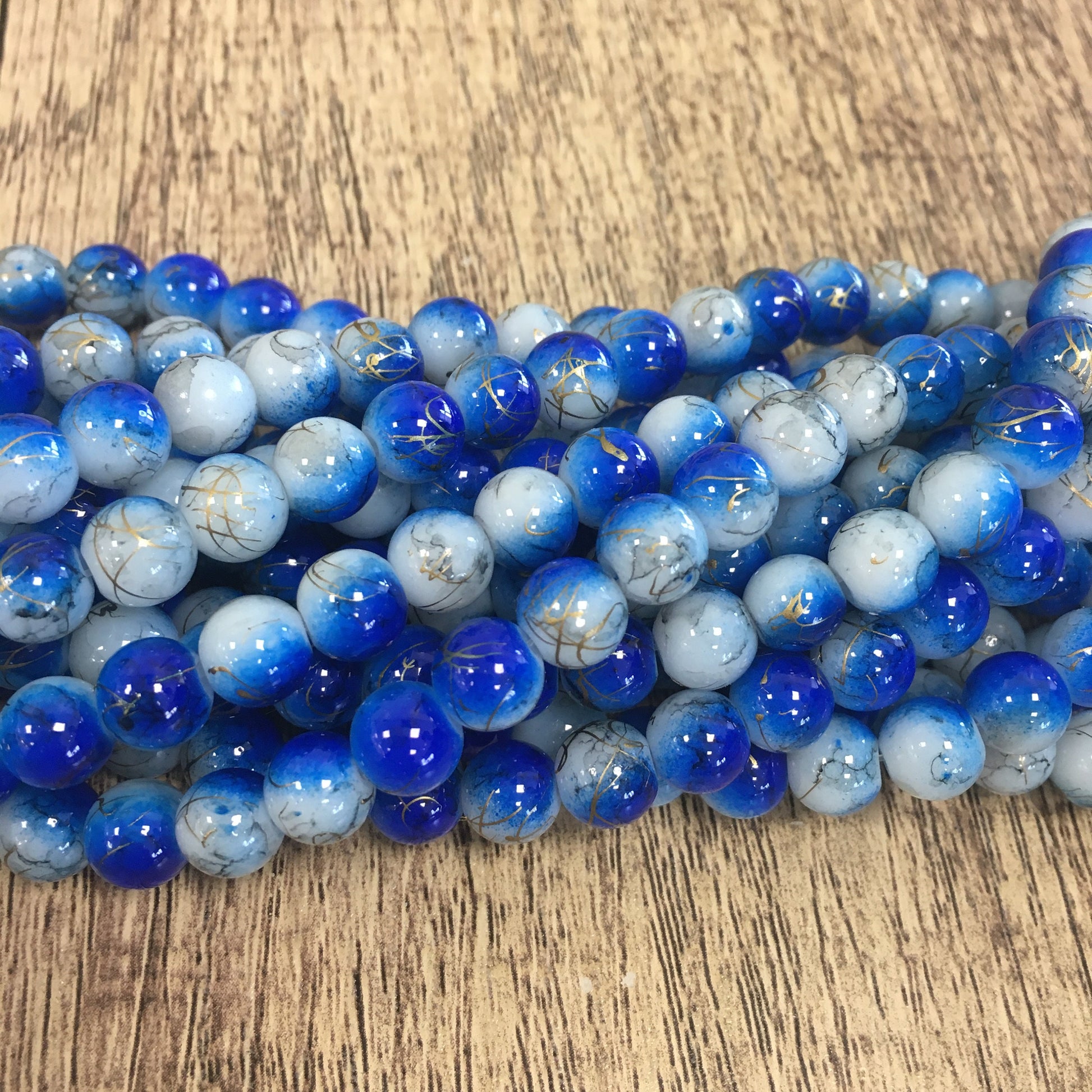 Marble look Faux Glass Pearls, 8mm | Bellaire Wholesale