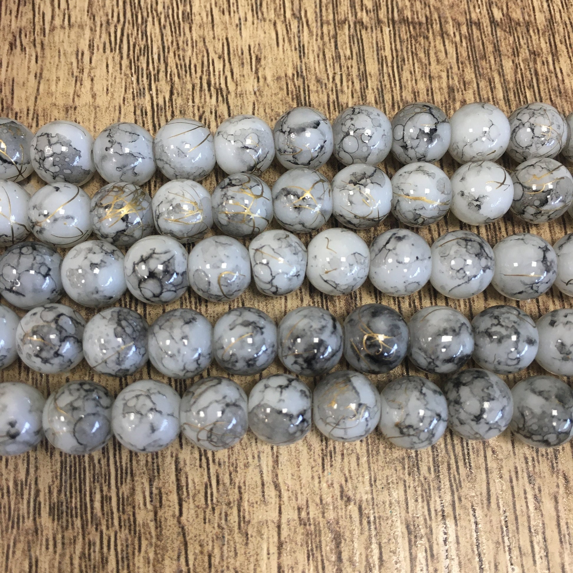 Marble look Faux Glass Pearls, 8mm | Bellaire Wholesale