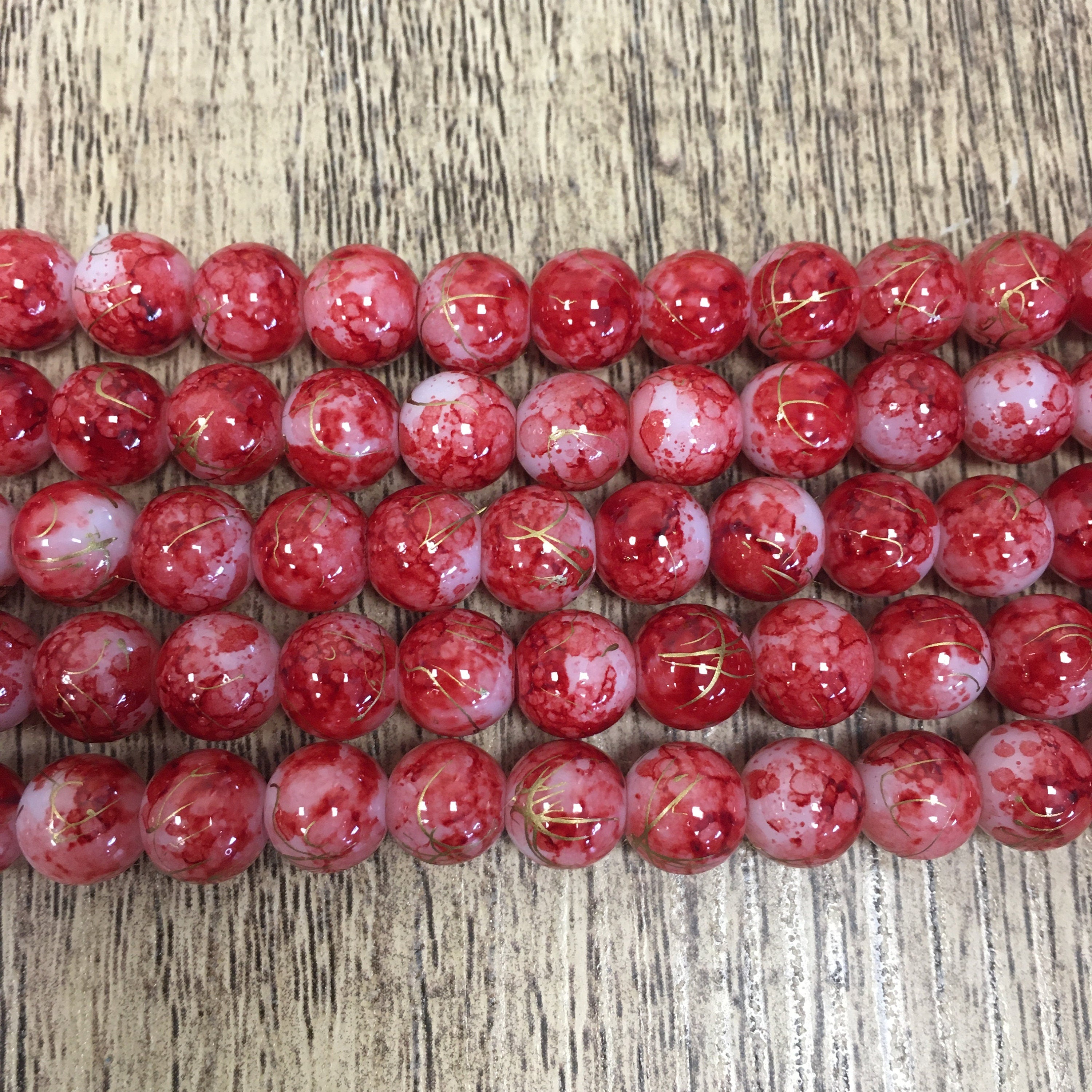 Marble look Faux Glass Pearls, 8mm | Bellaire Wholesale