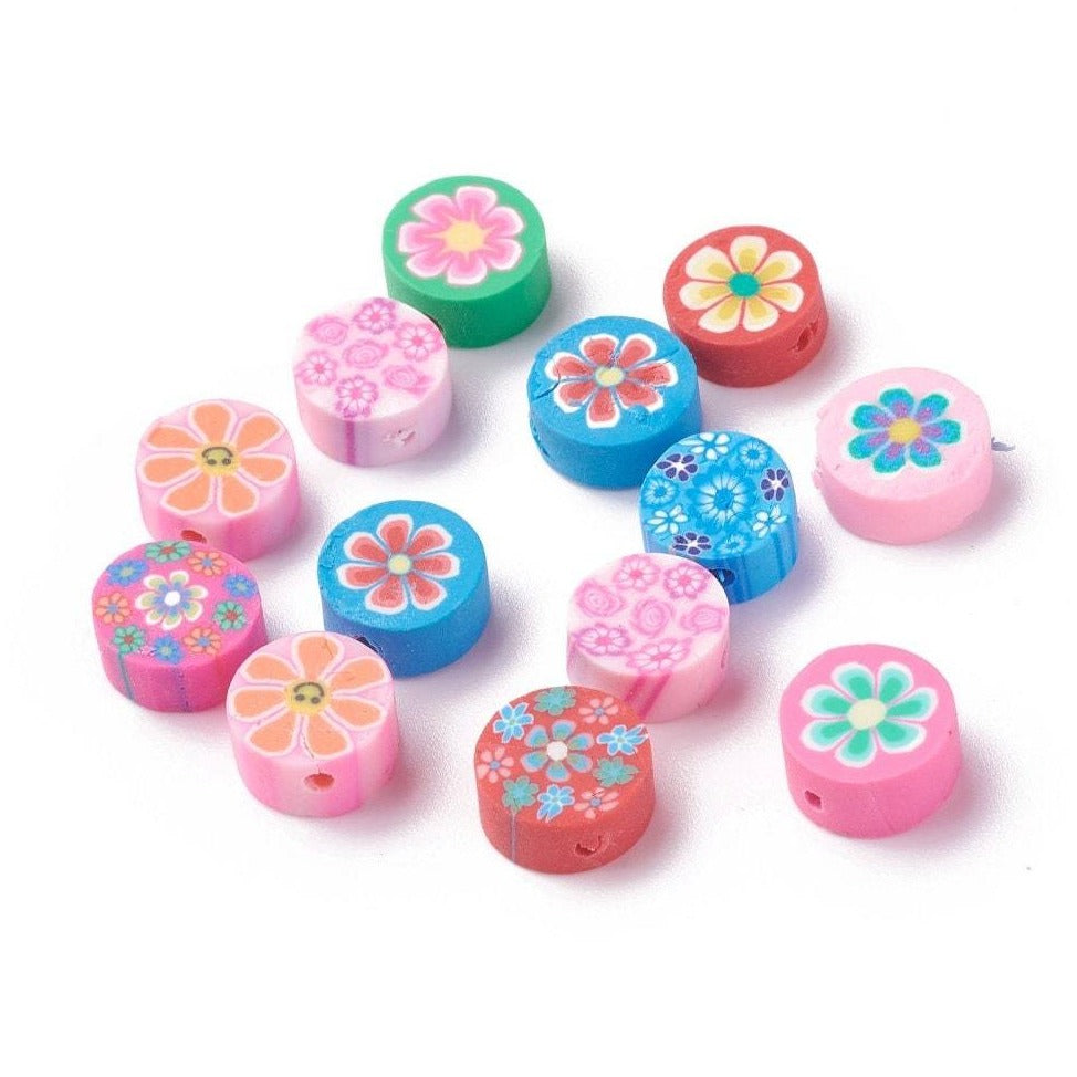 Round Flower Polymer Clay Beads | Bellaire Wholesale