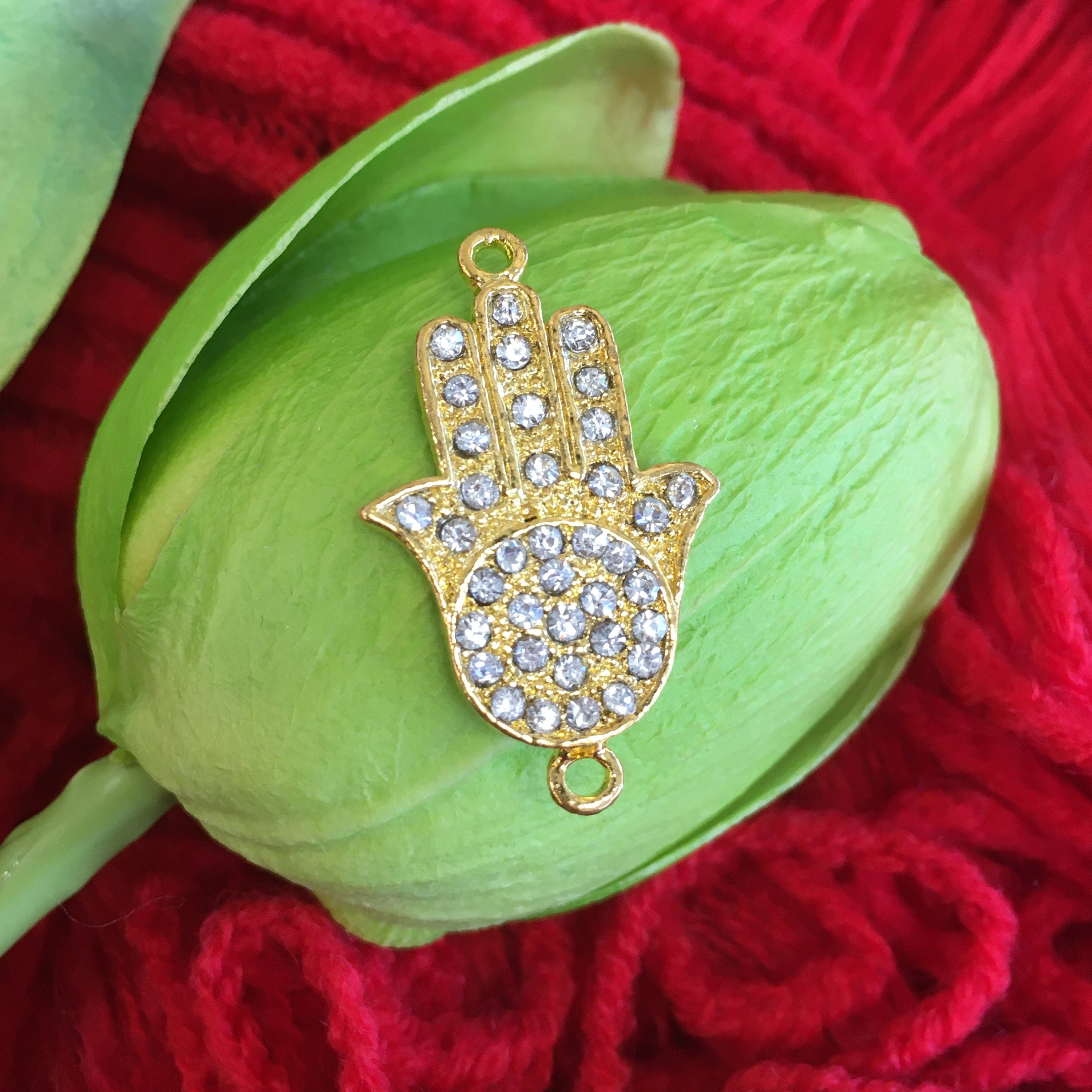 Hamsa Hand Evil Eye Connector | Bellaire Wholesale