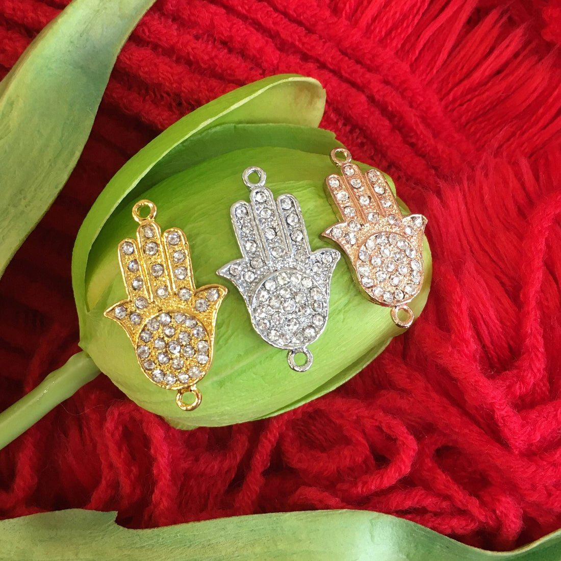 Hamsa Hand Evil Eye Connector | Bellaire Wholesale