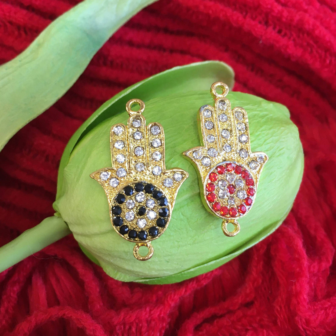 Hamsa Hand Evil Eye Connector | Bellaire Wholesale
