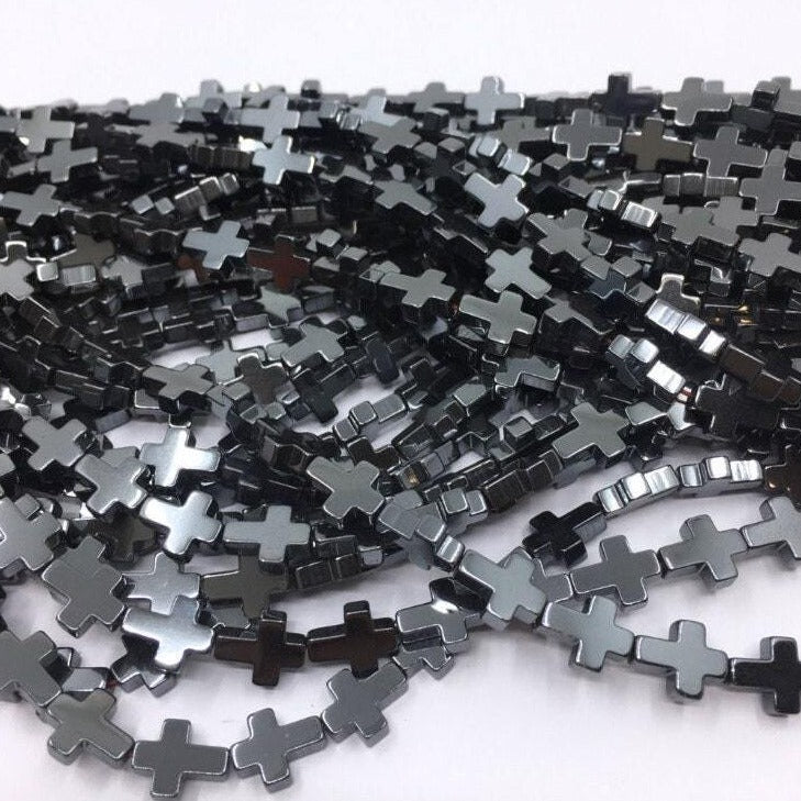 Black/ Dark Grey Hematite Cross Beads | Bellaire Wholesale