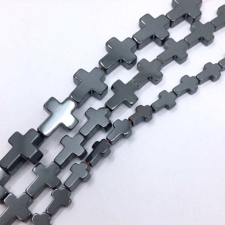 Black/ Dark Grey Hematite Cross Beads | Bellaire Wholesale