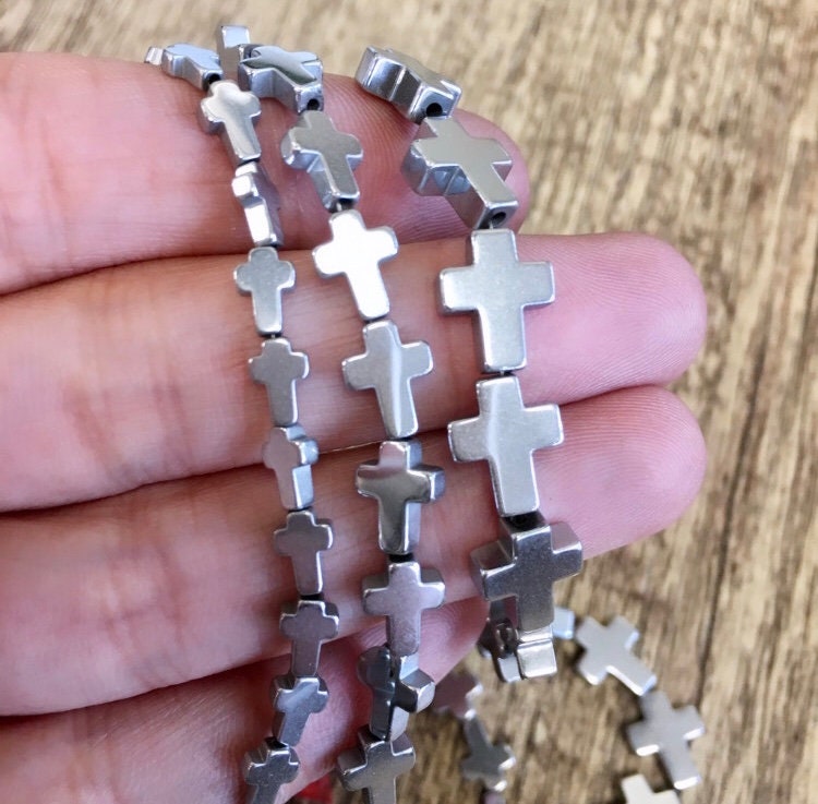 Silver Hematite Cross Beads | Bellaire Wholesale