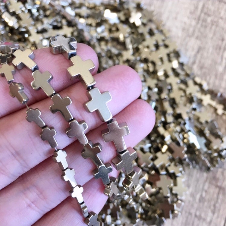 Pyrite Hematite Cross Beads | Bellaire Wholesale