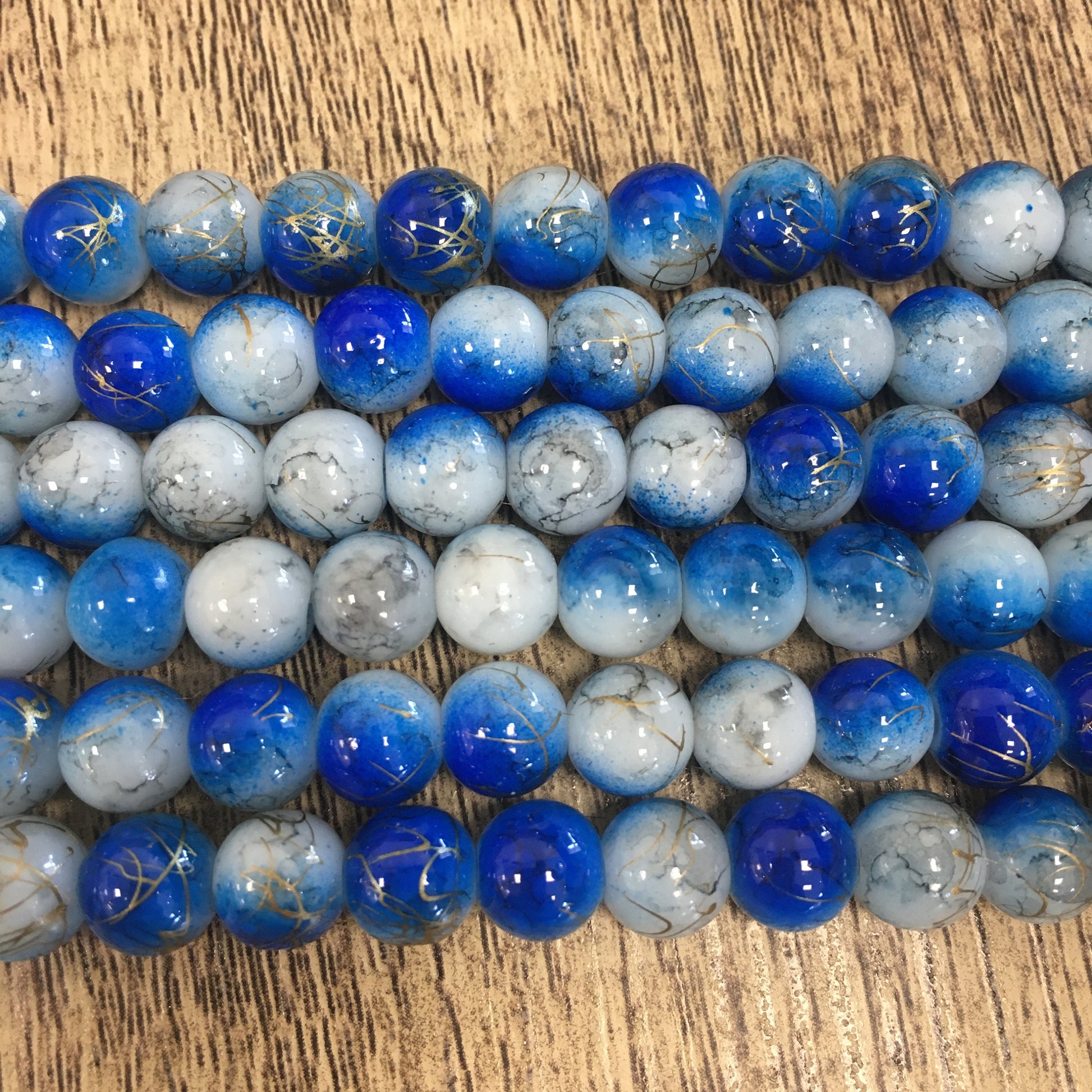 Marble look Faux Glass Pearls, 8mm | Bellaire Wholesale