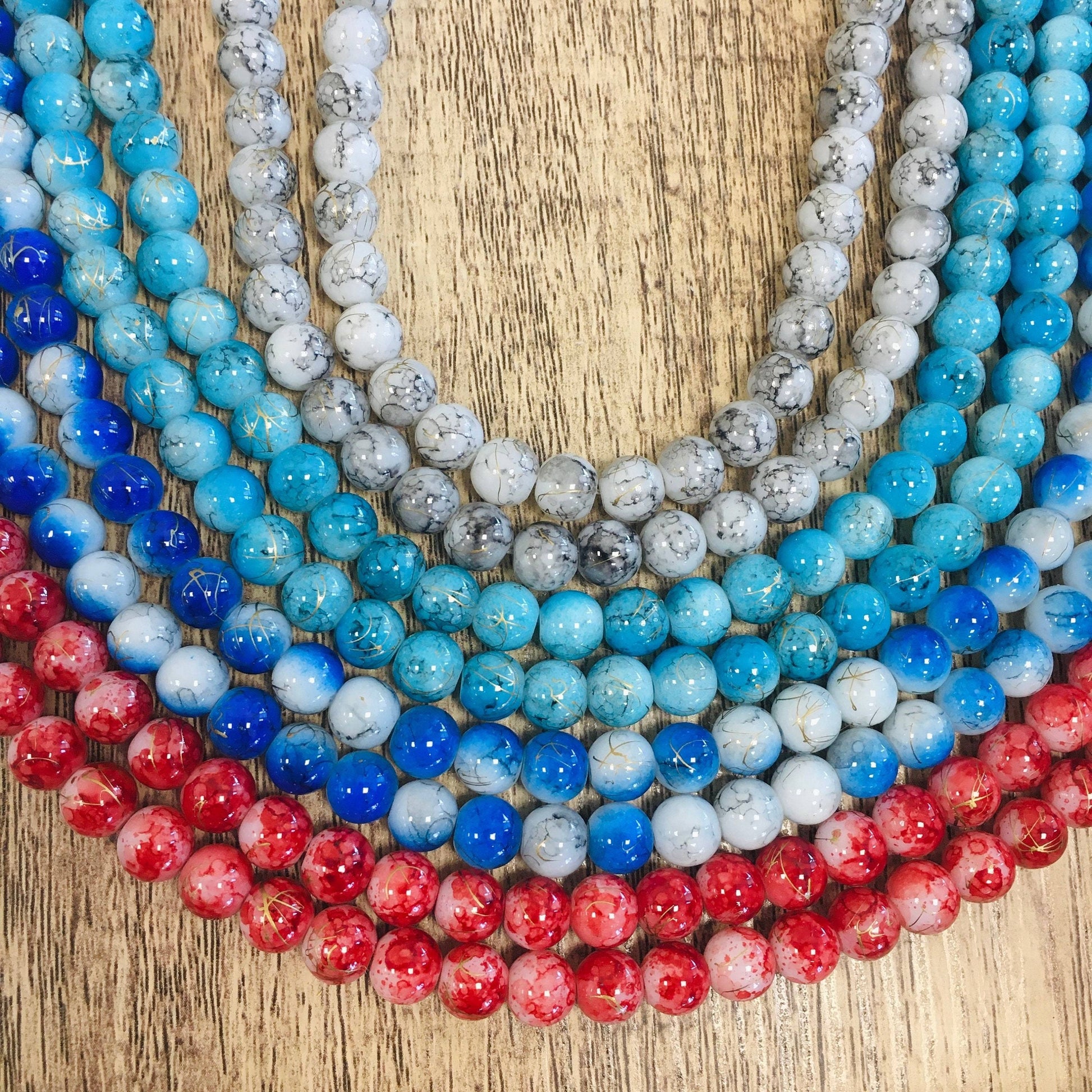 Marble look Faux Glass Pearls, 8mm | Bellaire Wholesale