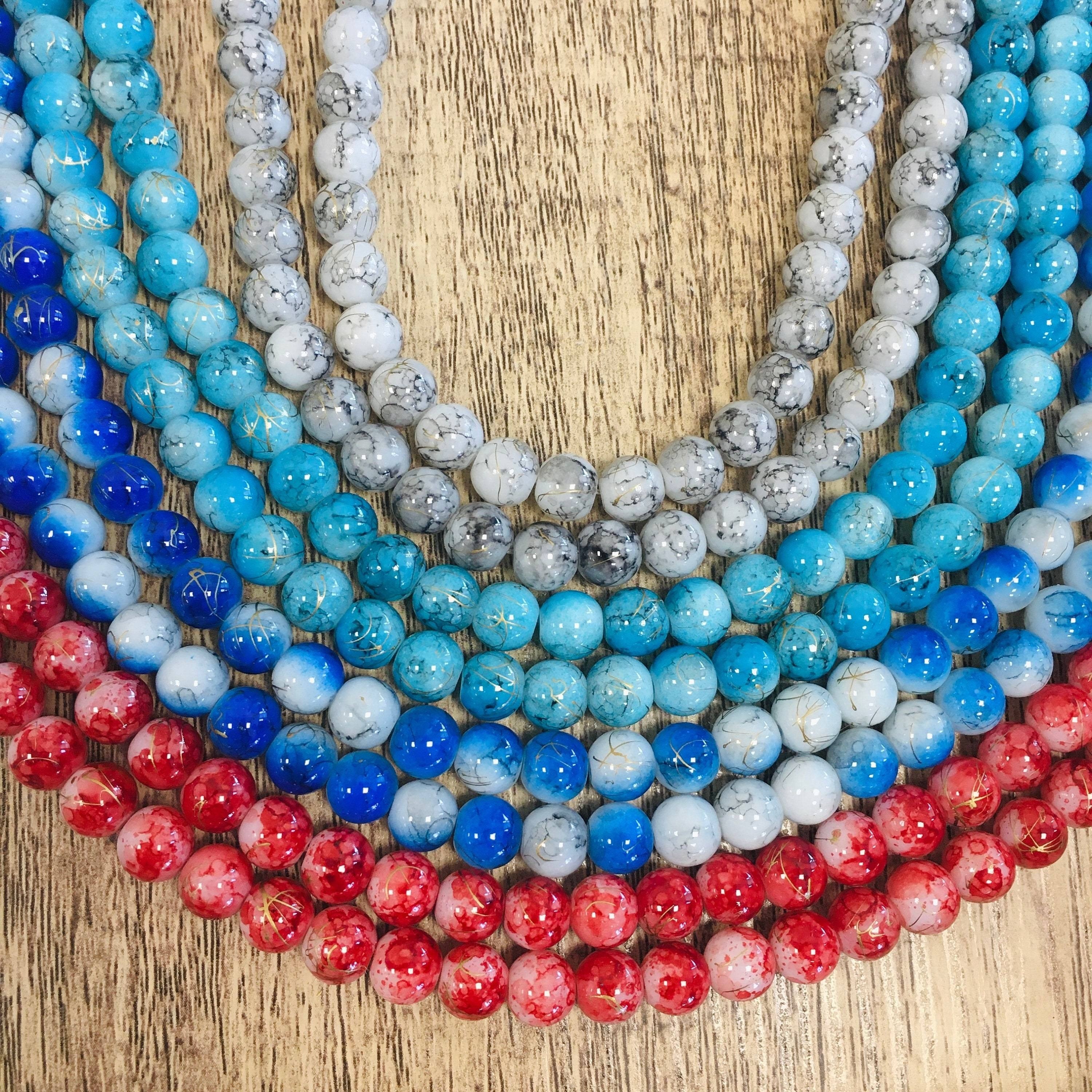 Marble look Faux Glass Pearls, 8mm | Bellaire Wholesale