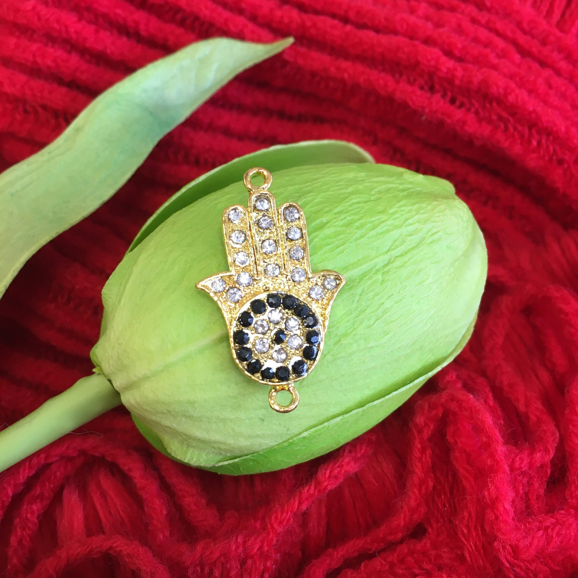 Hamsa Hand Evil Eye Connector | Bellaire Wholesale