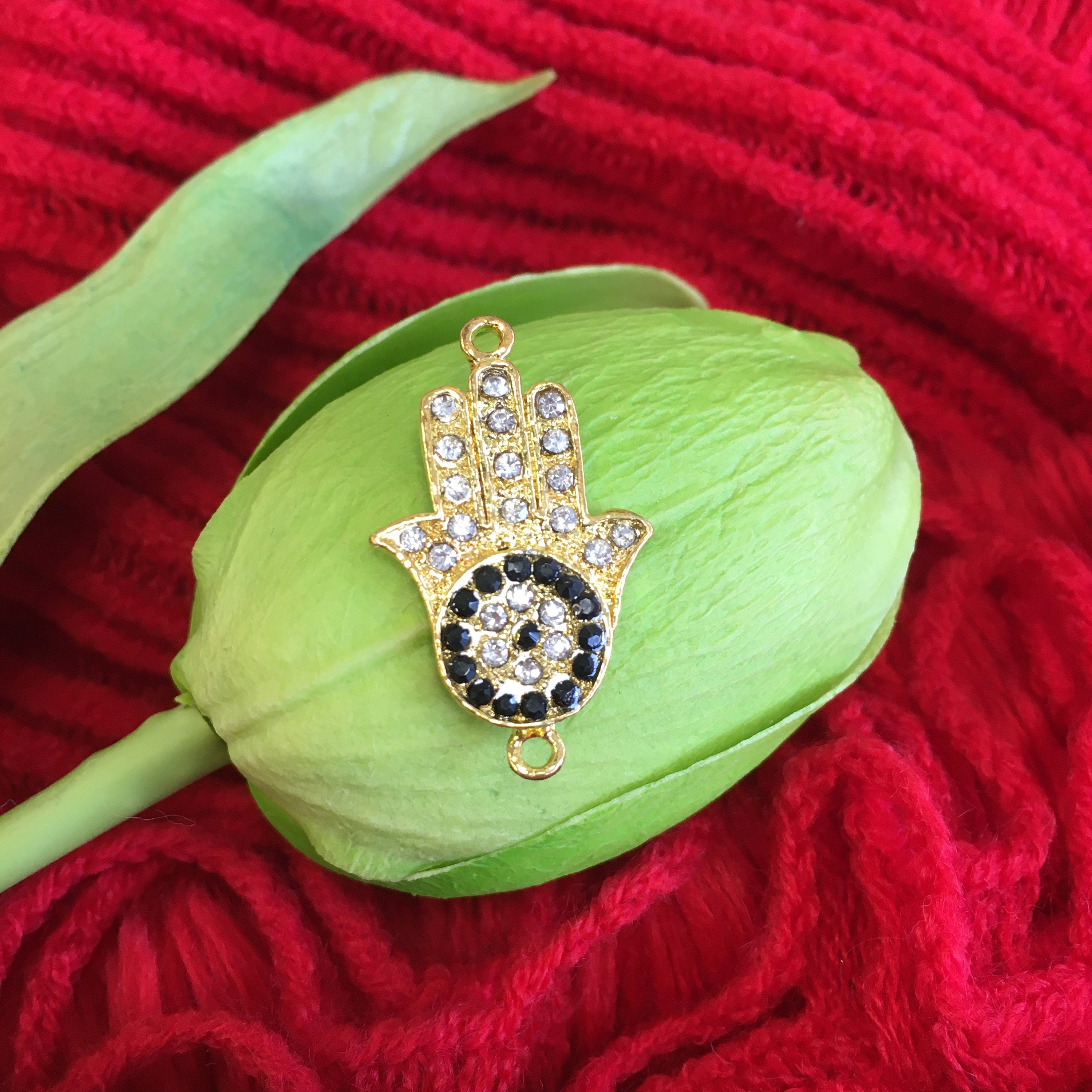 Hamsa Hand Evil Eye Connector | Bellaire Wholesale