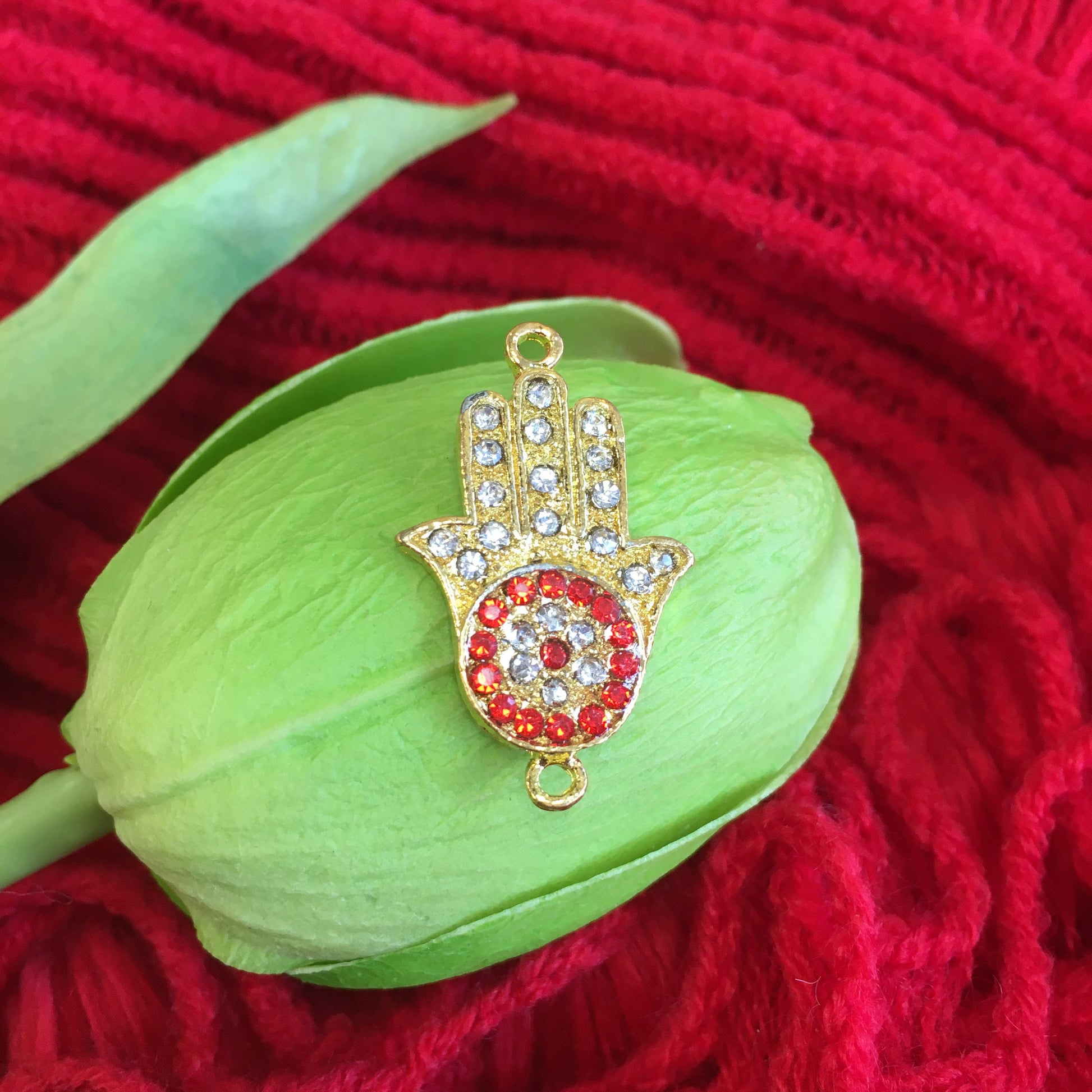 Hamsa Hand Evil Eye Connector | Bellaire Wholesale