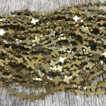 Gold Hematite Cross Beads | Bellaire Wholesale