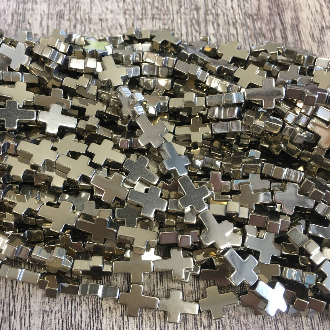 Pyrite Hematite Cross Beads | Bellaire Wholesale